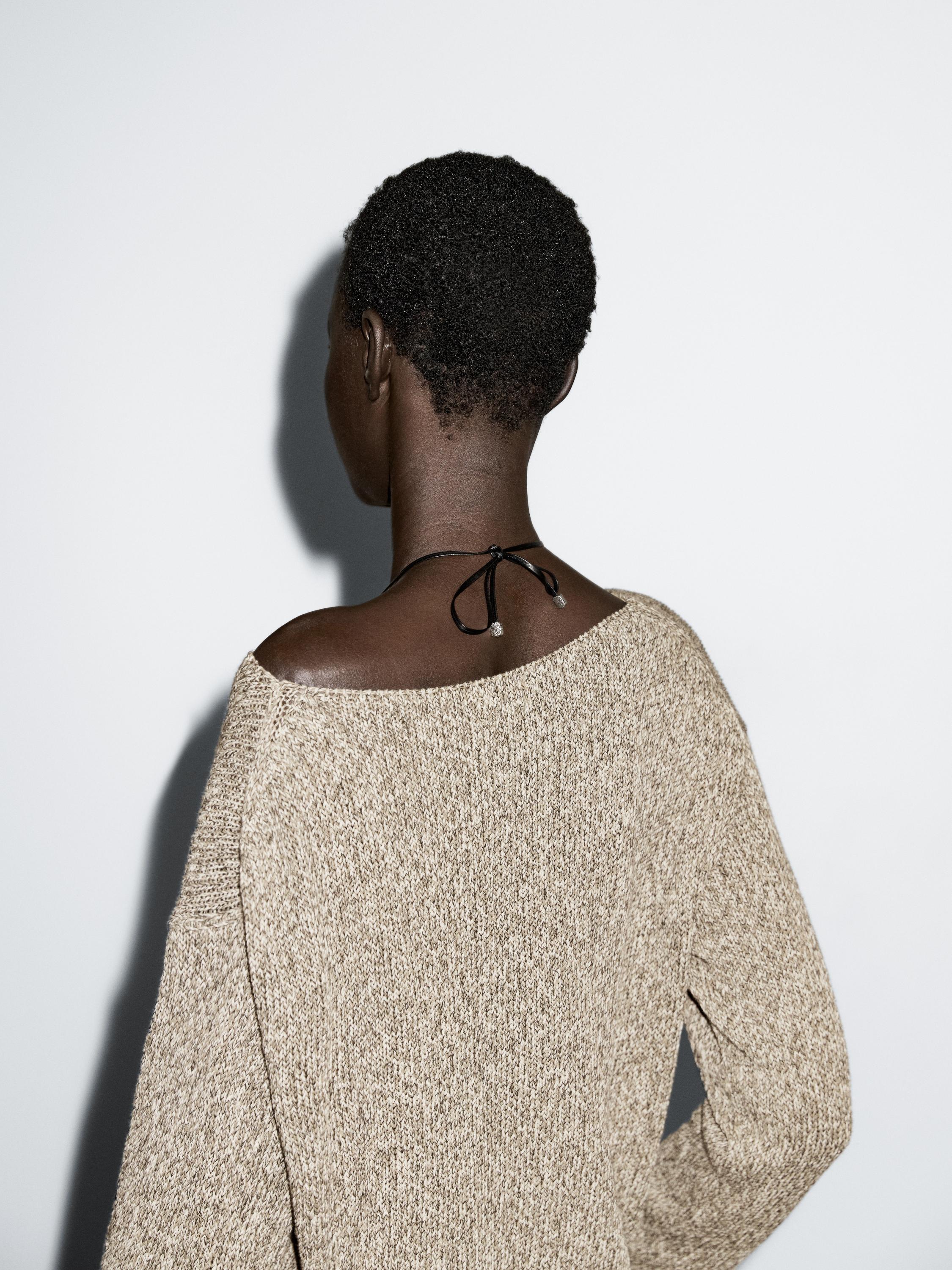 Mouliné boat neck knit sweater