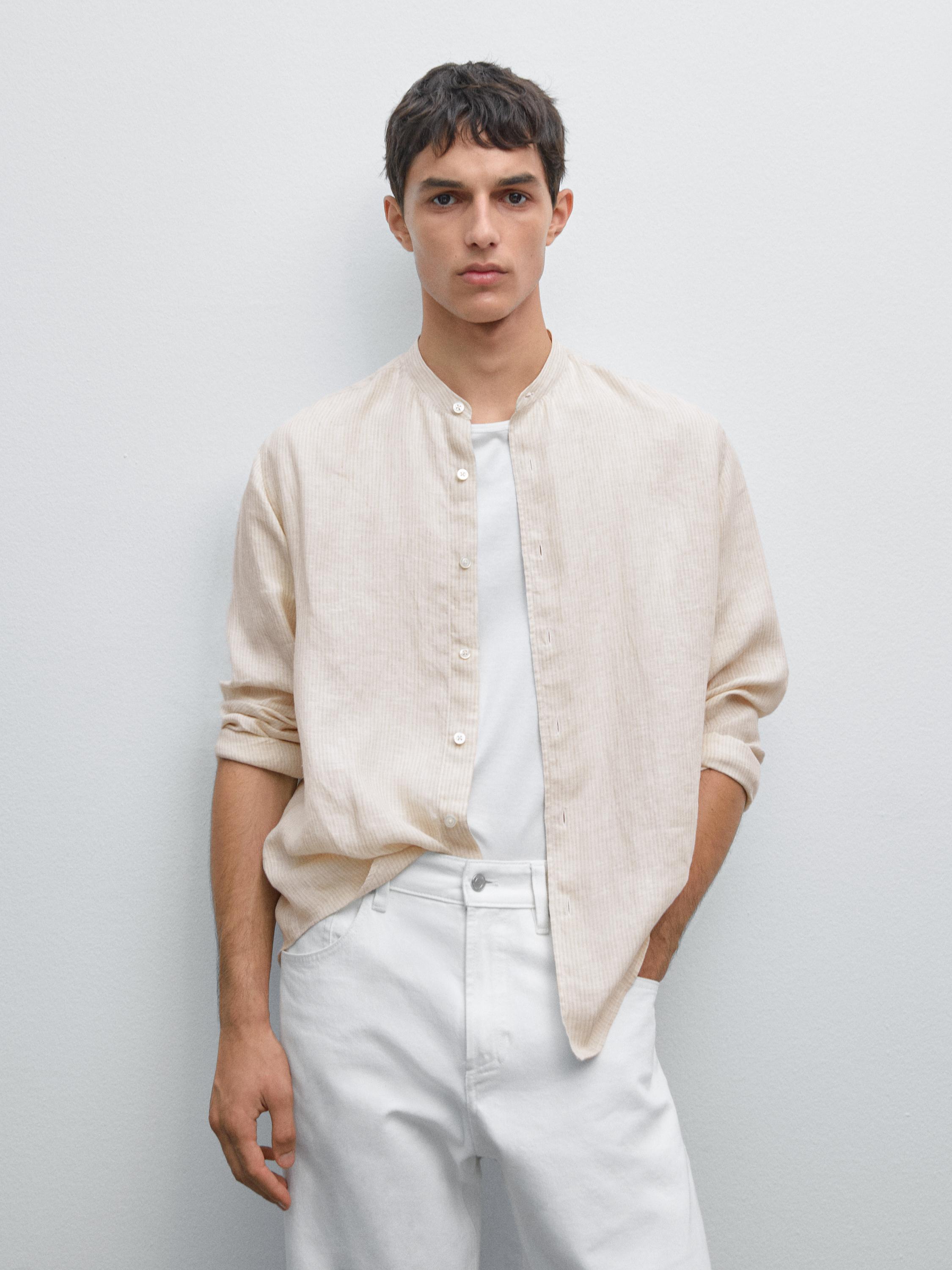 Chemise regular à col mao