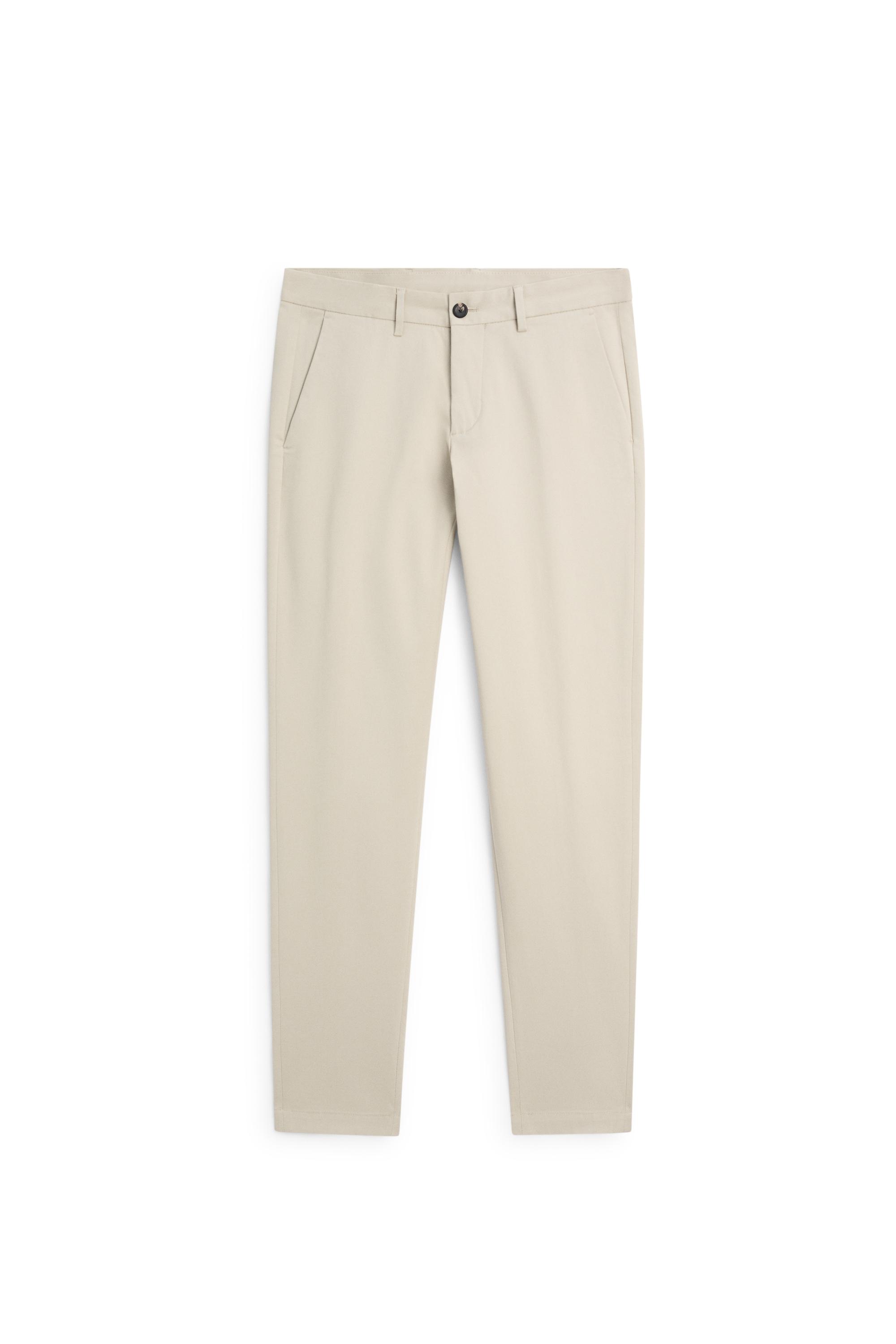 Cotton blend slim fit pants — BEIGE