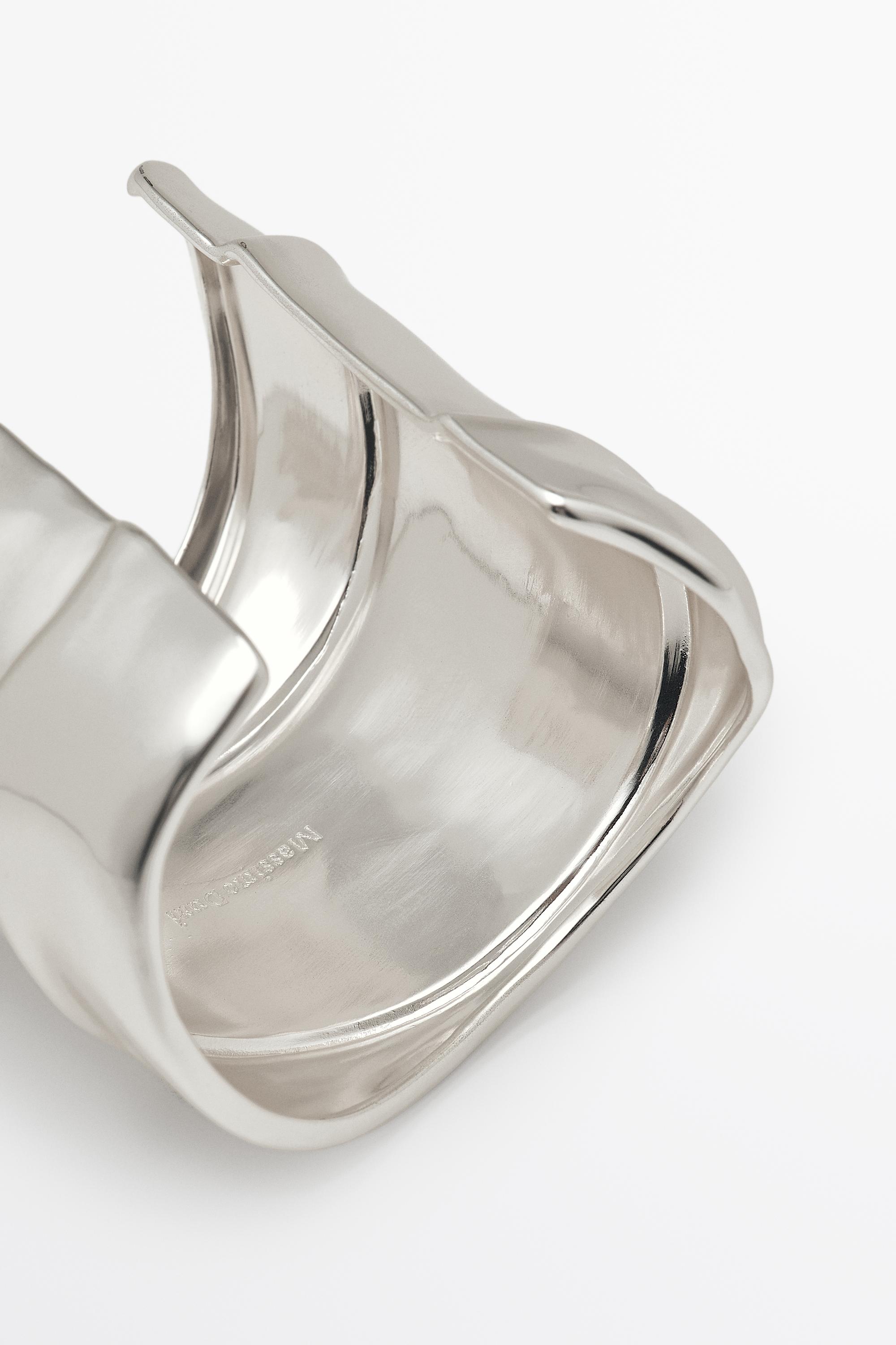 Wide draped-effect bracelet — SILVER