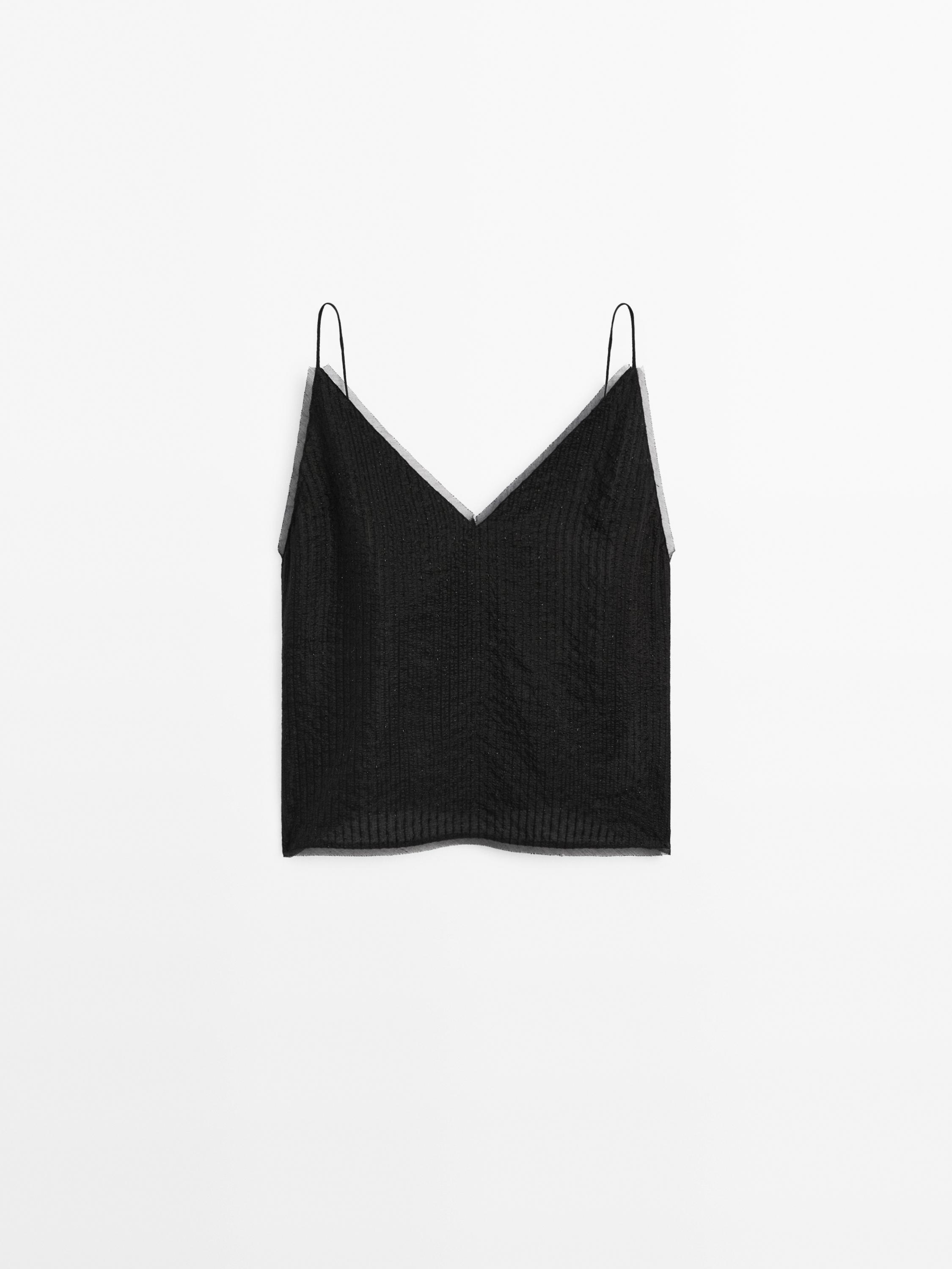 Camisole Top With Semi Sheer Detail · Black · Shirts Massimo Dutti 4932