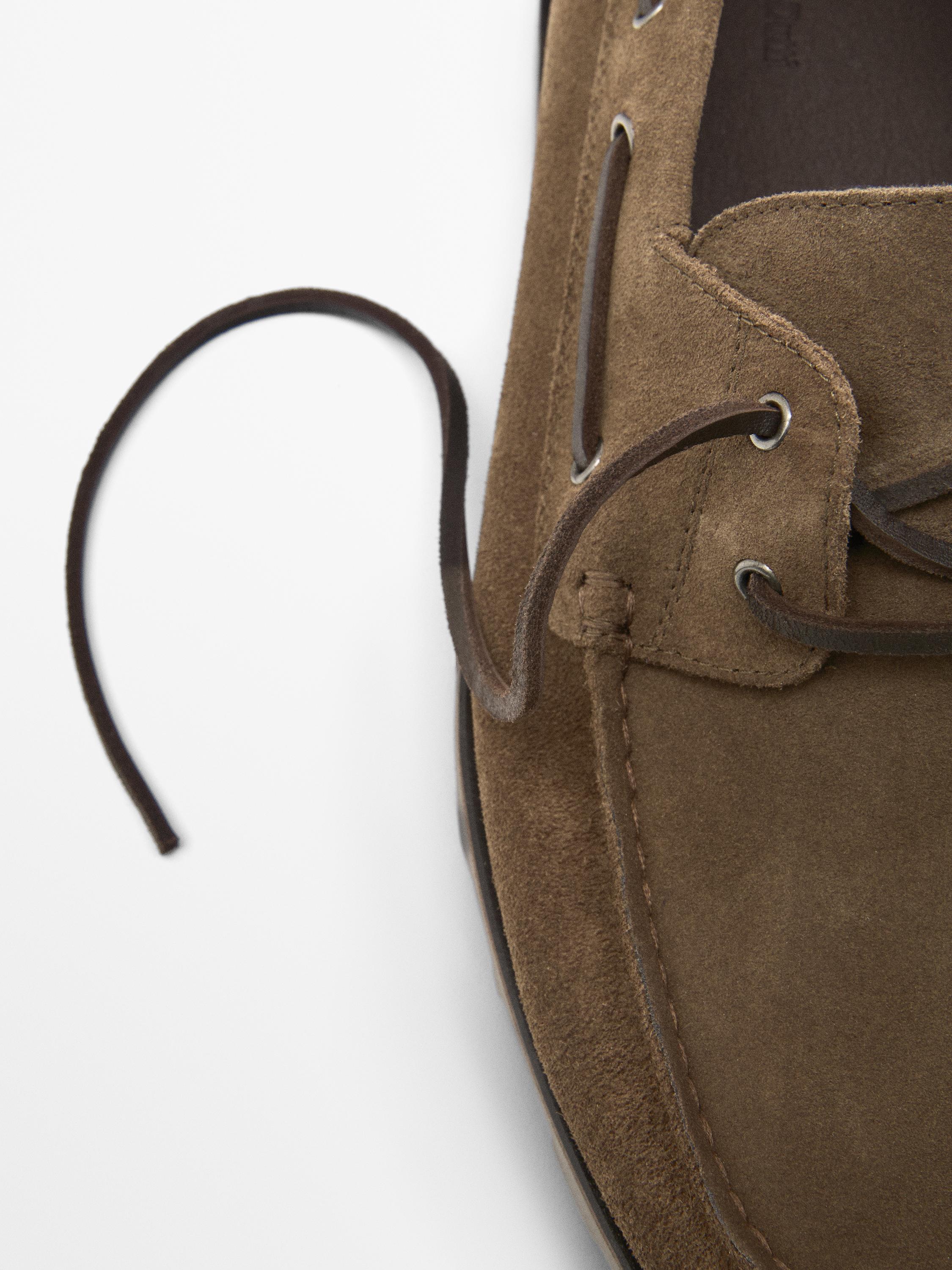 Brown split suede deck shoes