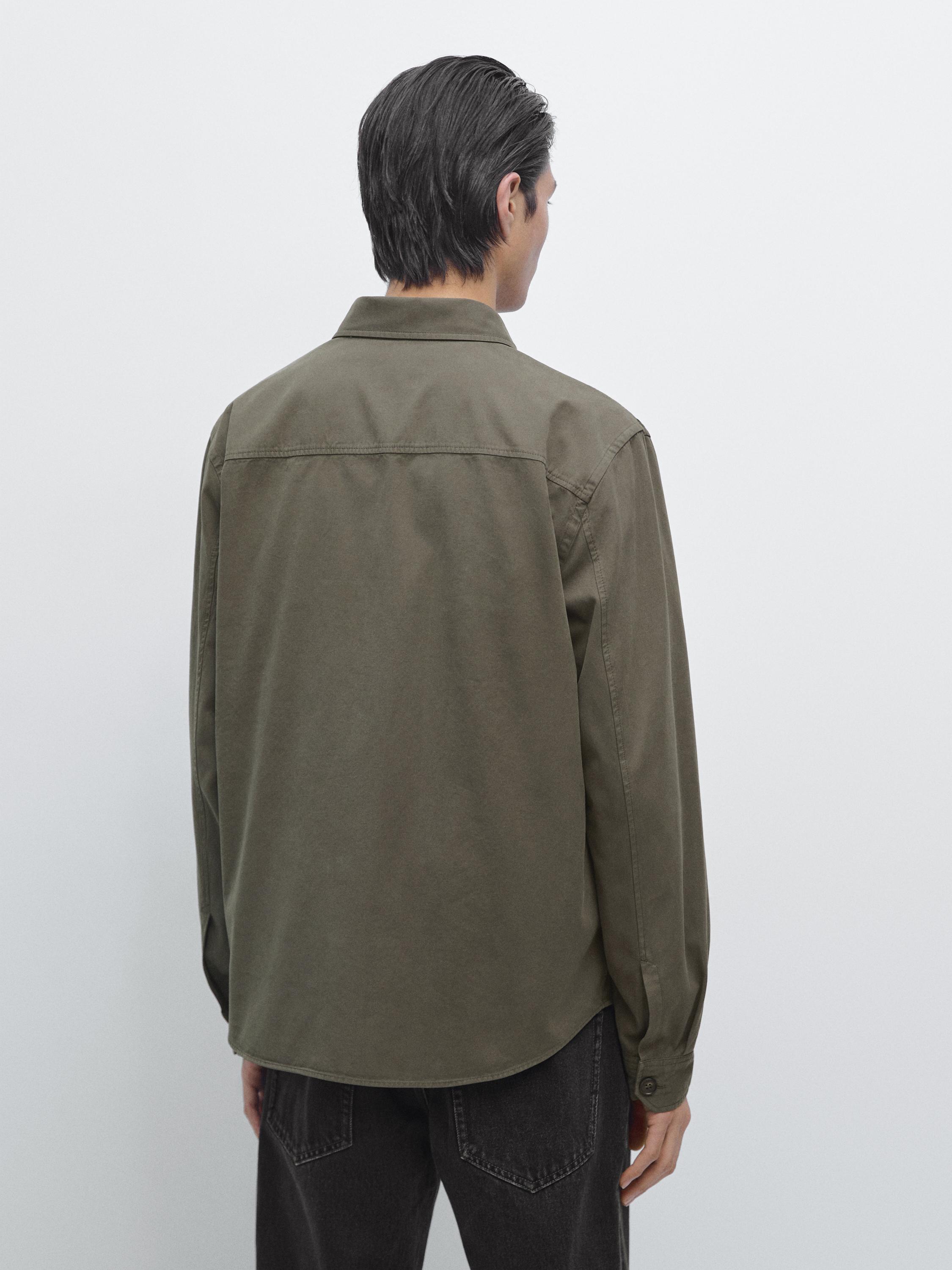 Cotton overshirt with pockets — GREEN