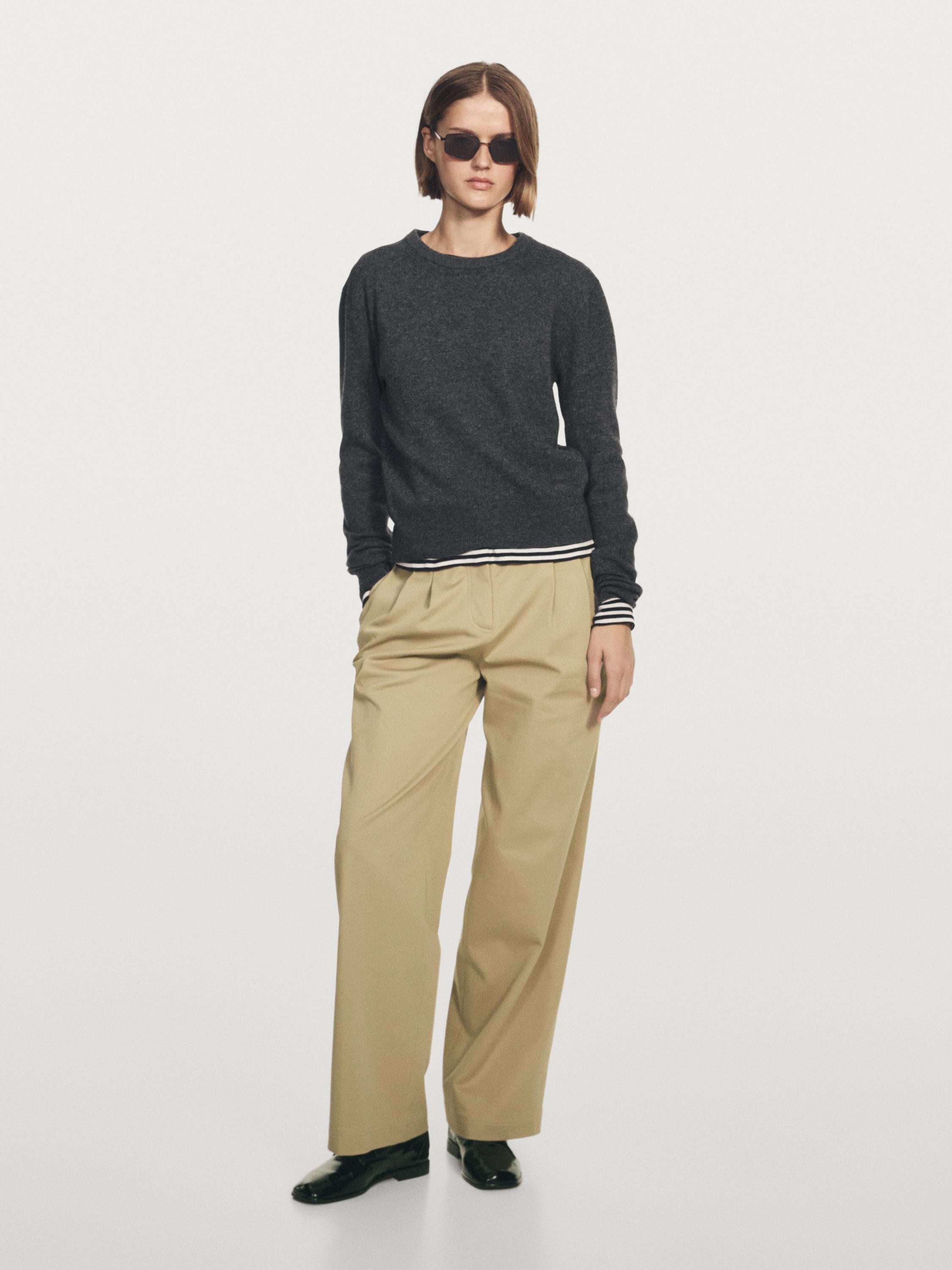 Jersey punto cuello redondo mezcla lana