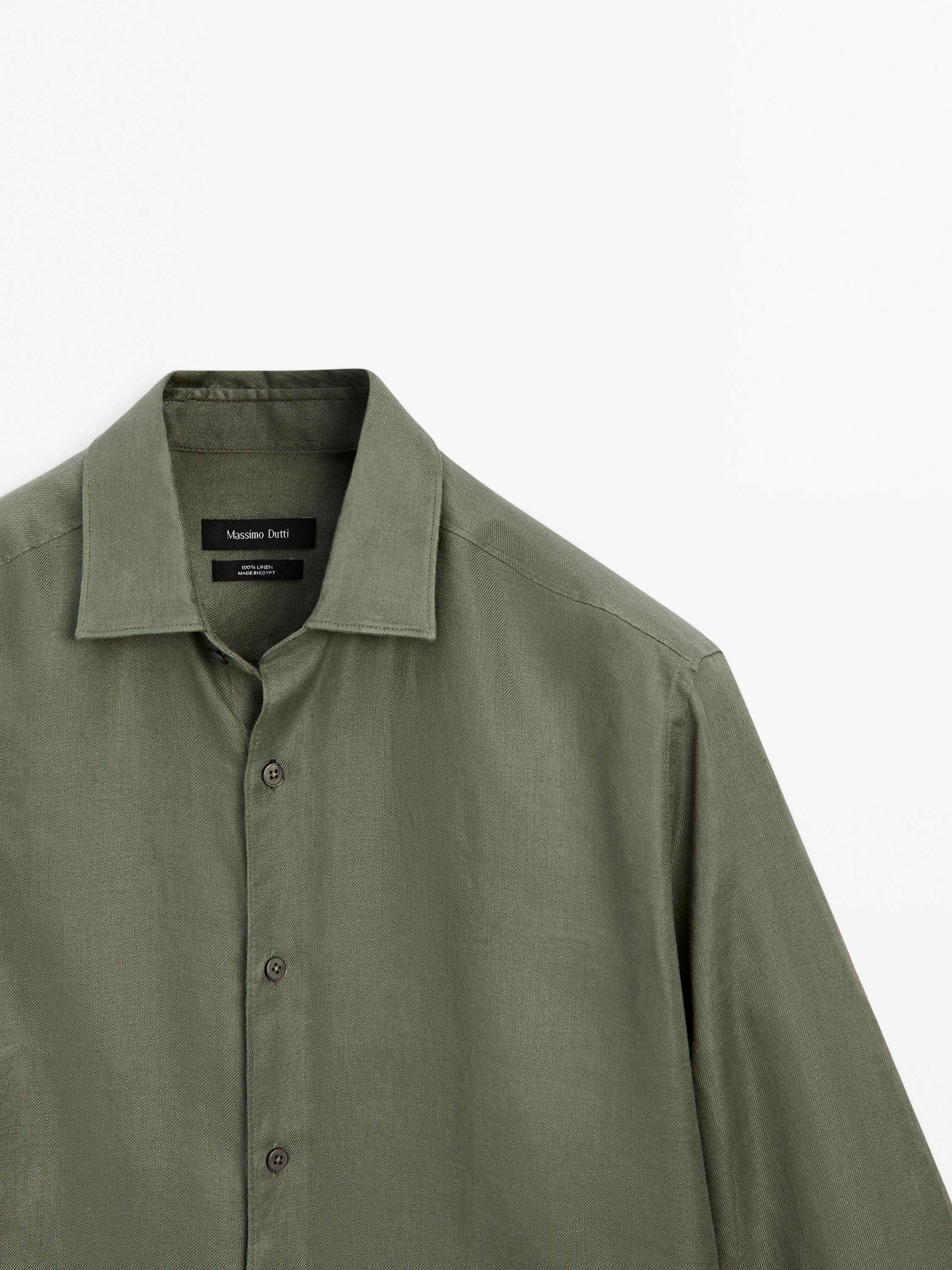 Lightweight regular fit twill shirt · Green, White, Sand