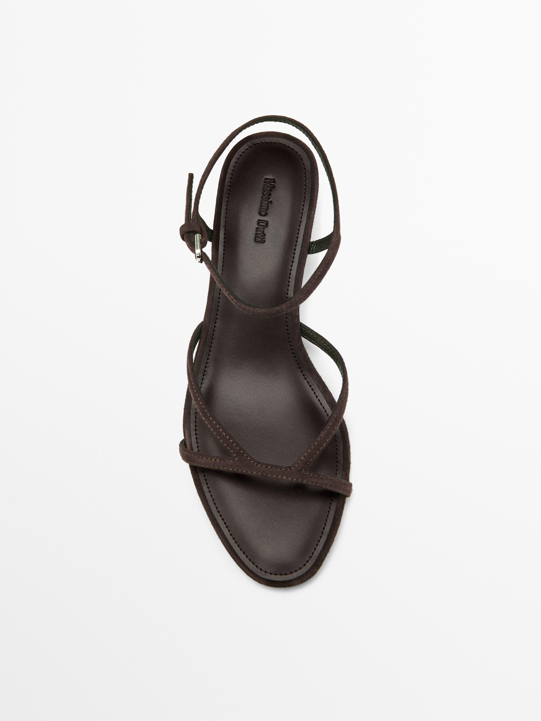 Leather low-heel sandals — BROWN (alternate view)
