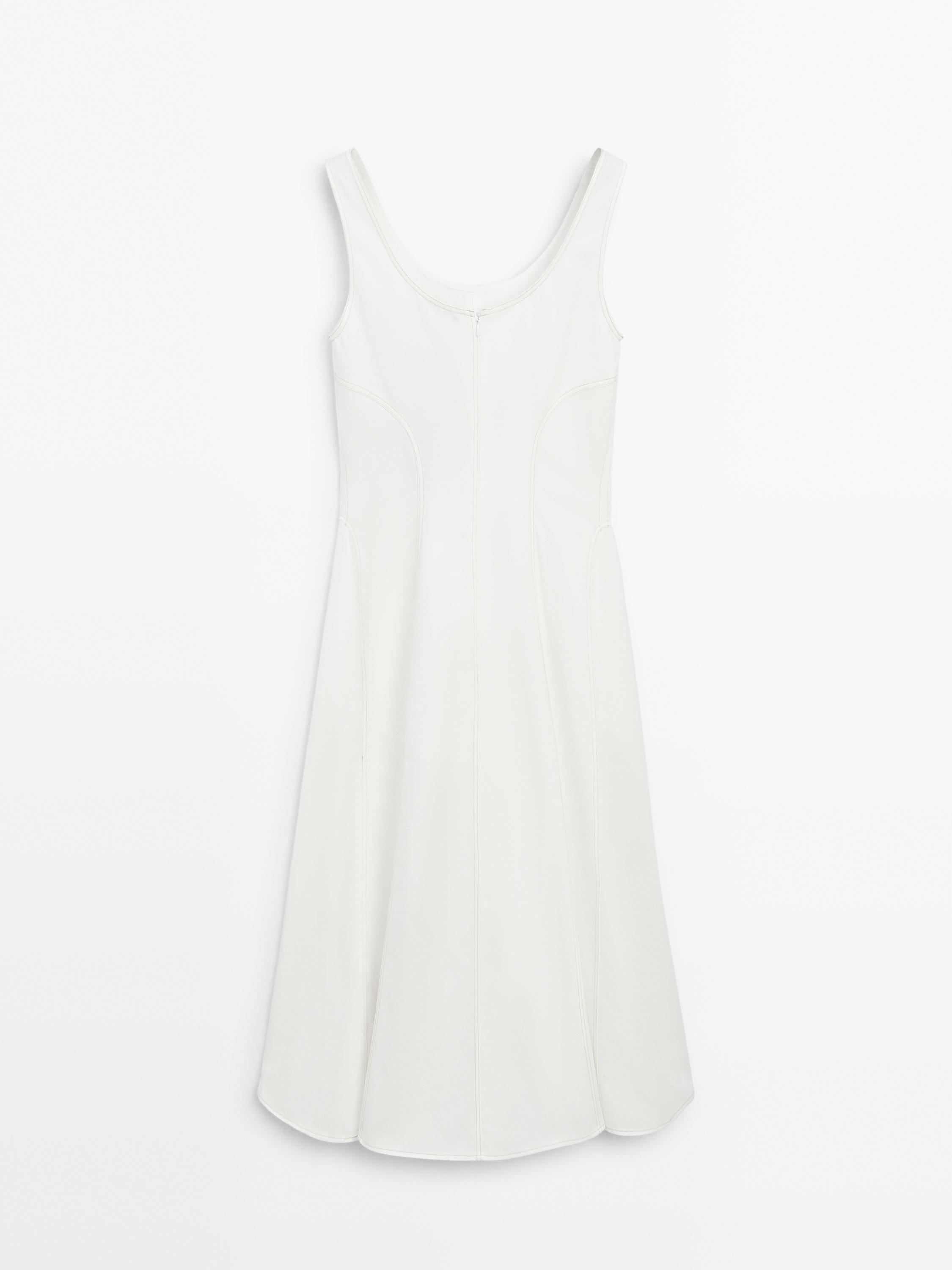 100% cotton denim midi dress