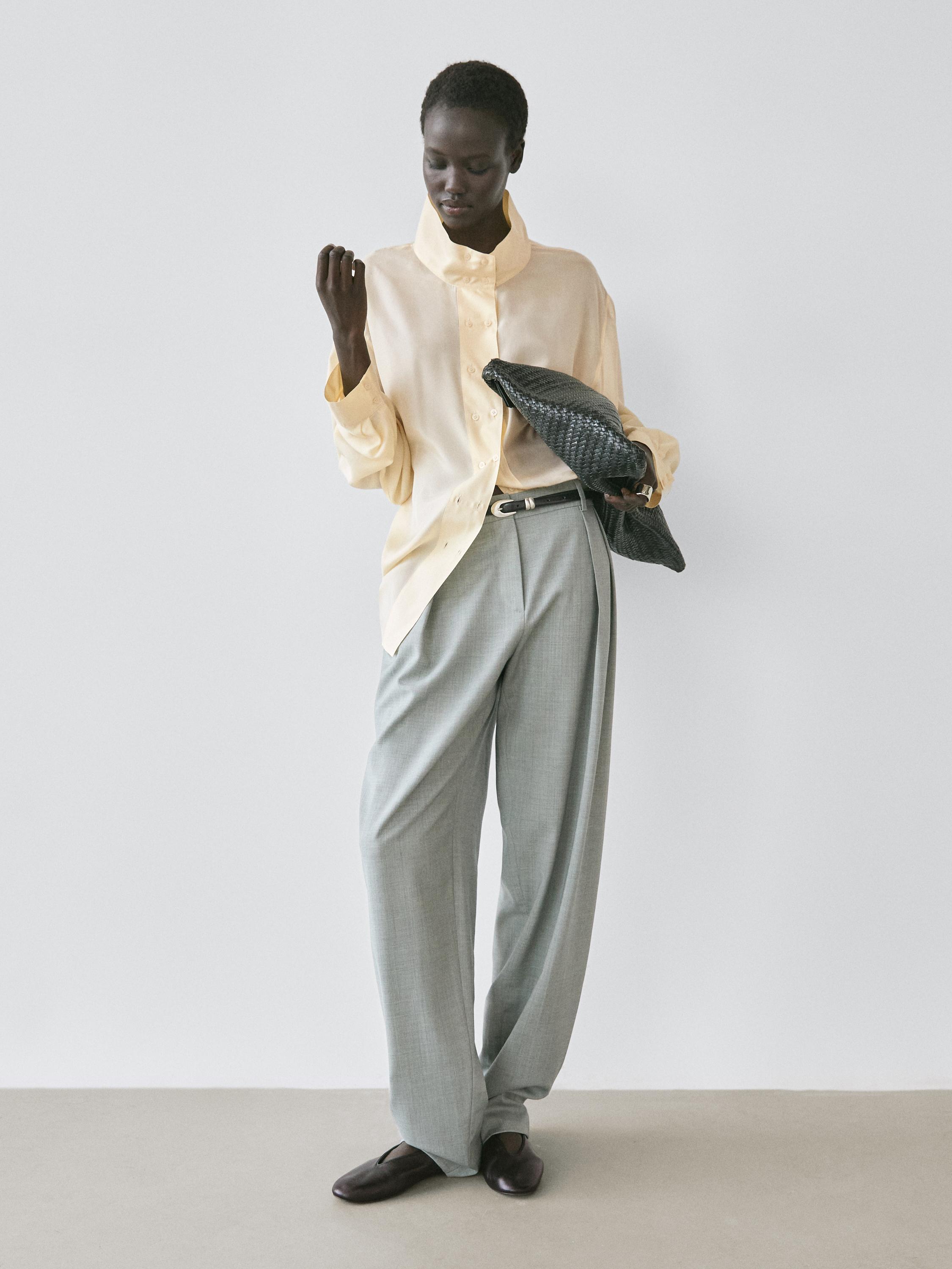Flowing trousers with darts — BLUISH GREY