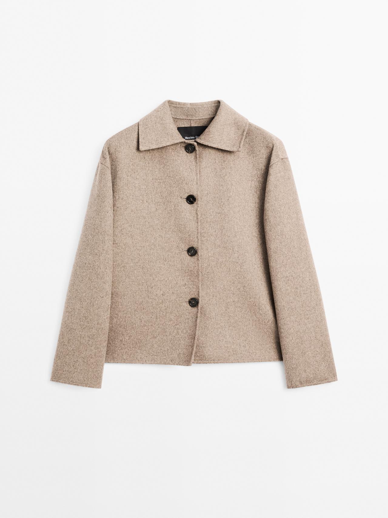 Massimo Dutti - Dame - Kort Frakke I Uldblanding Med Knapper - Camel - Xs