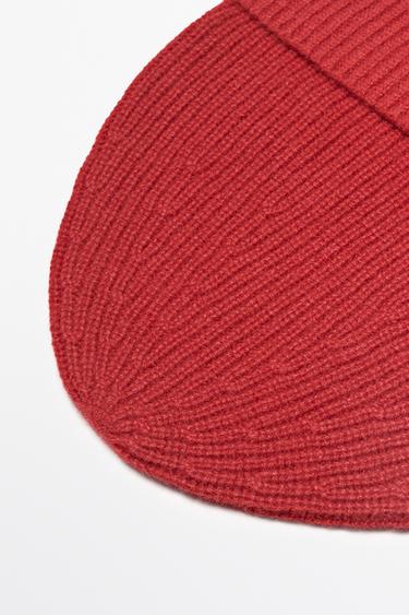 100% cashmere knit beanie — RED 4