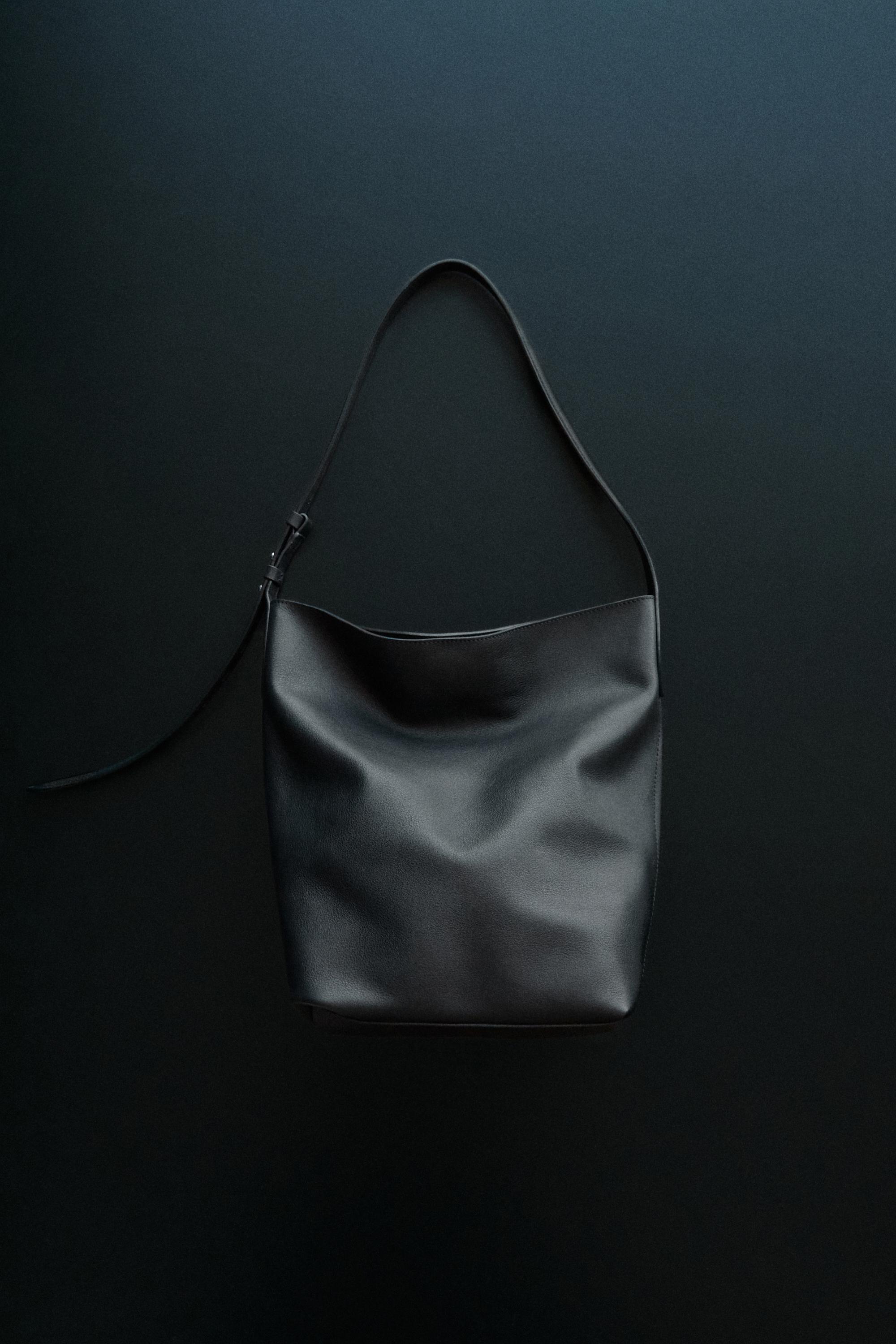 Nappa leather bucket bag — BLACK