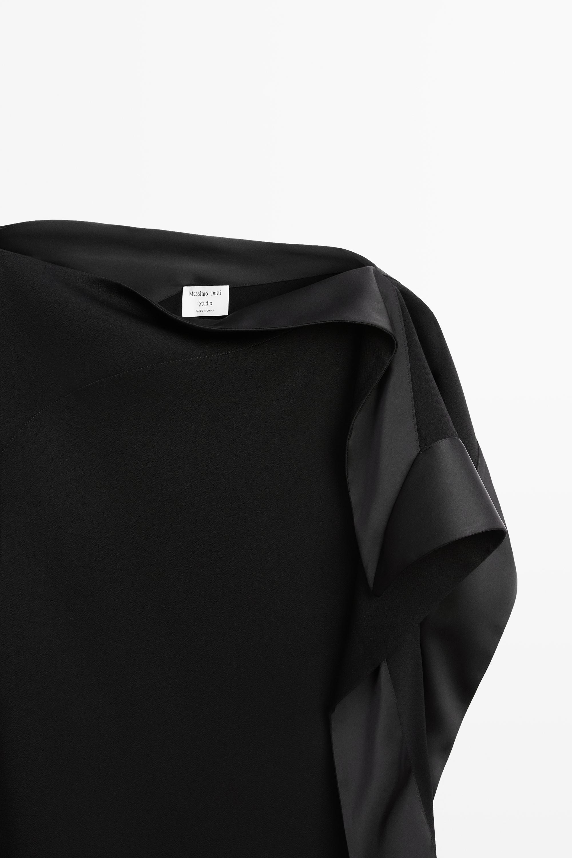 Flowing asymmetric dress with ruffle detail - STUDIO Black Dress | Massimo Dutti Flowing asymmetric dress with ruffle detail - STUDIO Black Dress | Massimo Dutti