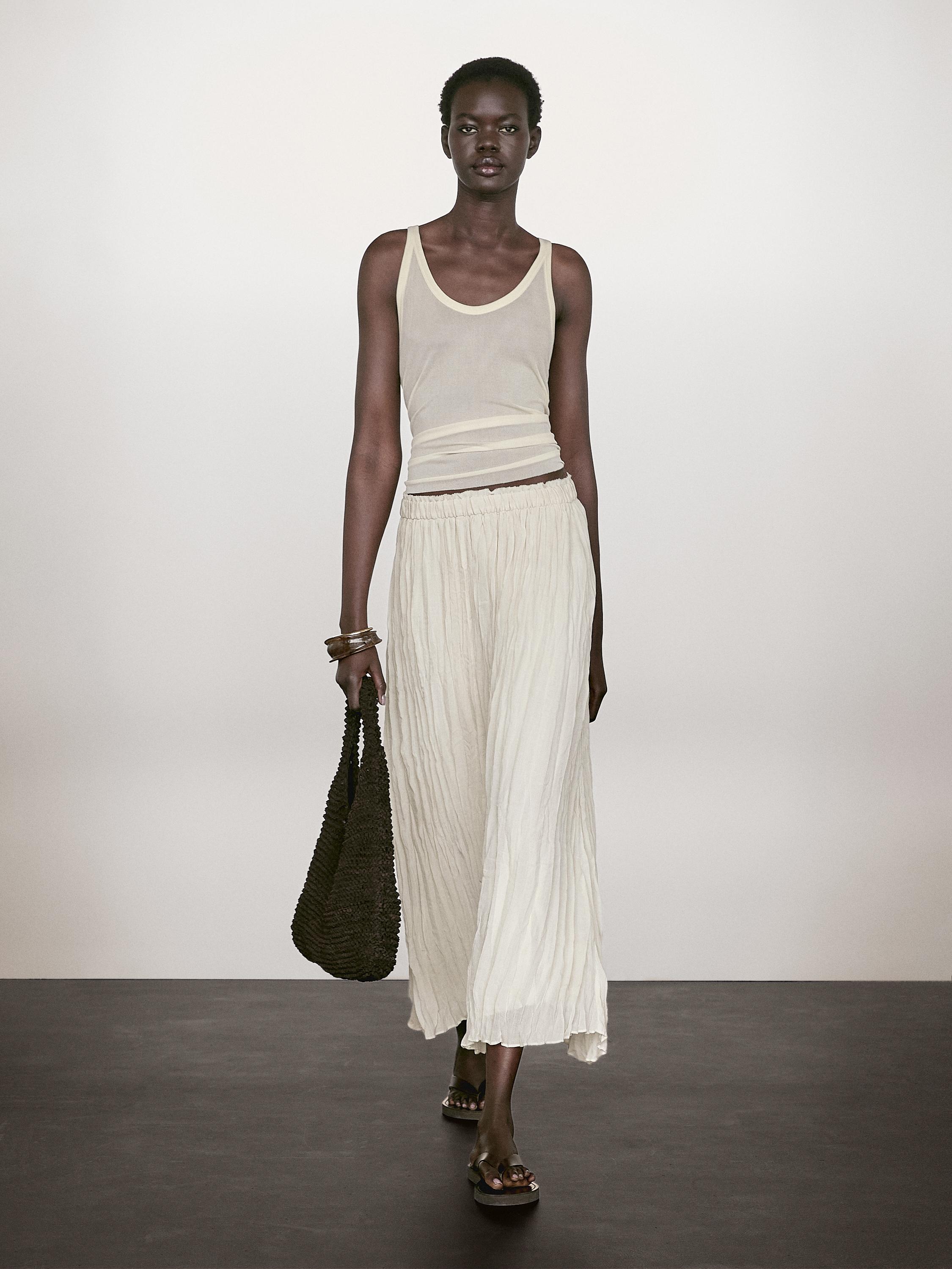 Jupe midi ample plissée