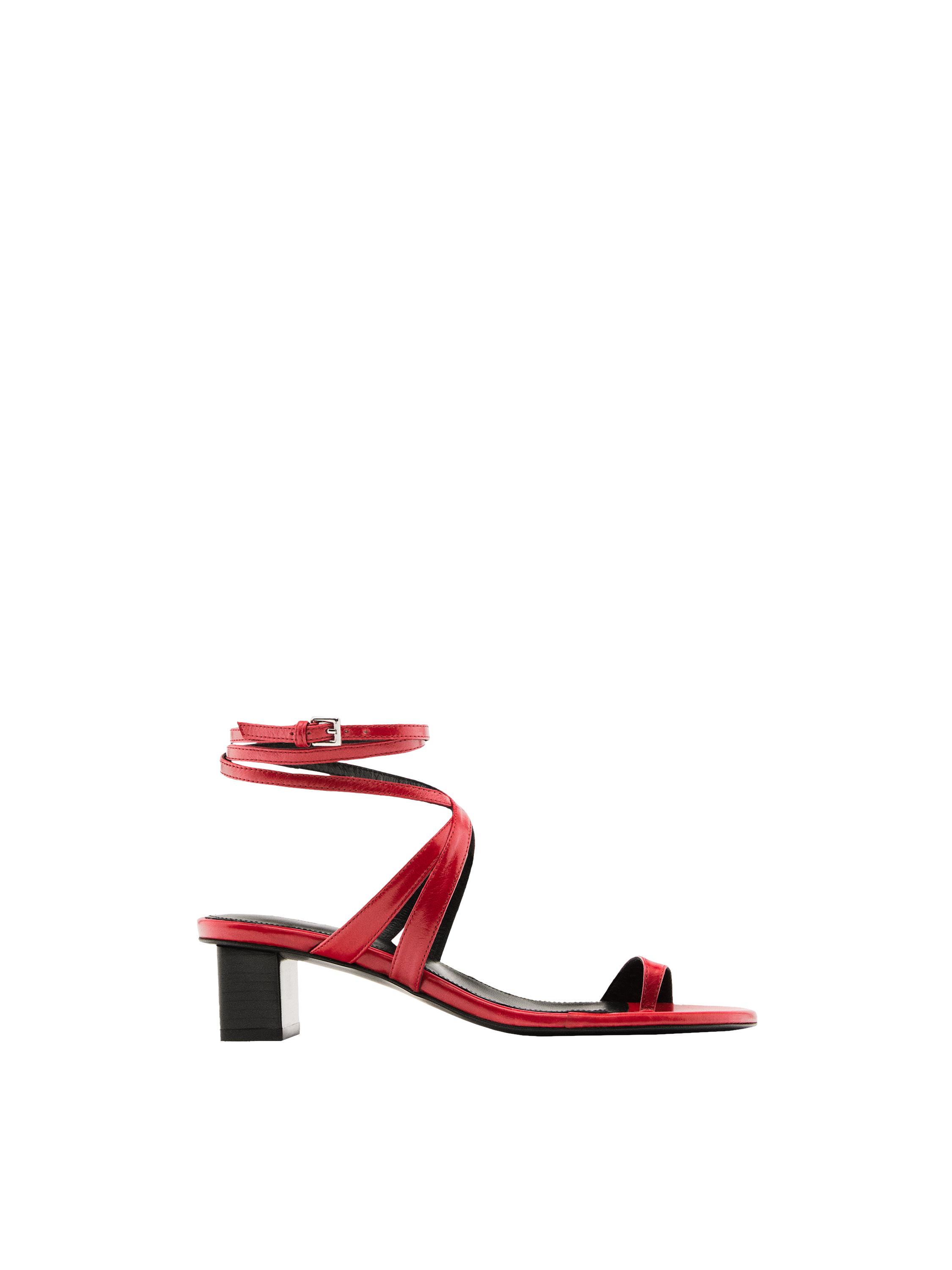 Leather sandals with criss-cross straps · Red · Shoes