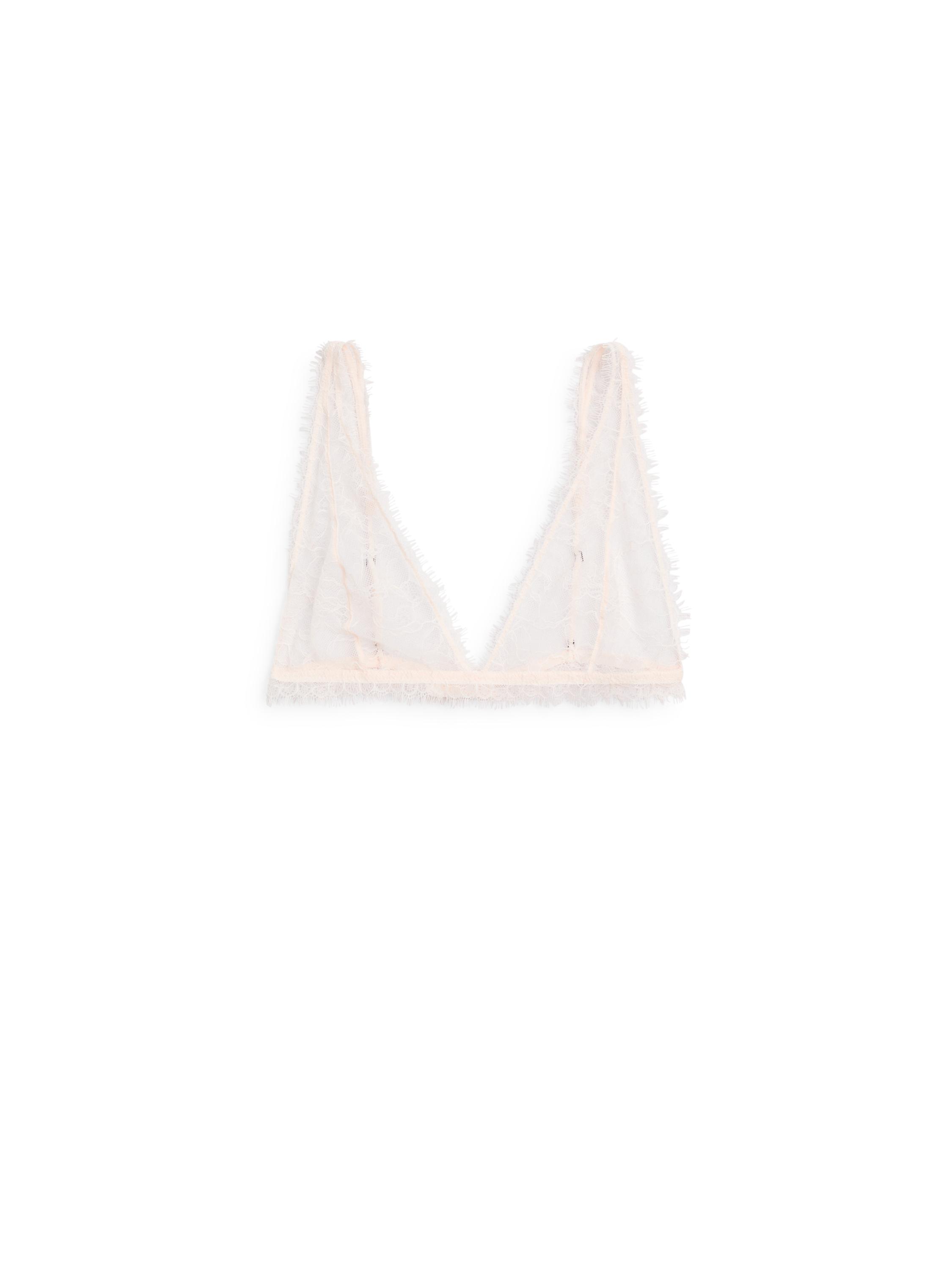 Frayed lace bralette — CREAM