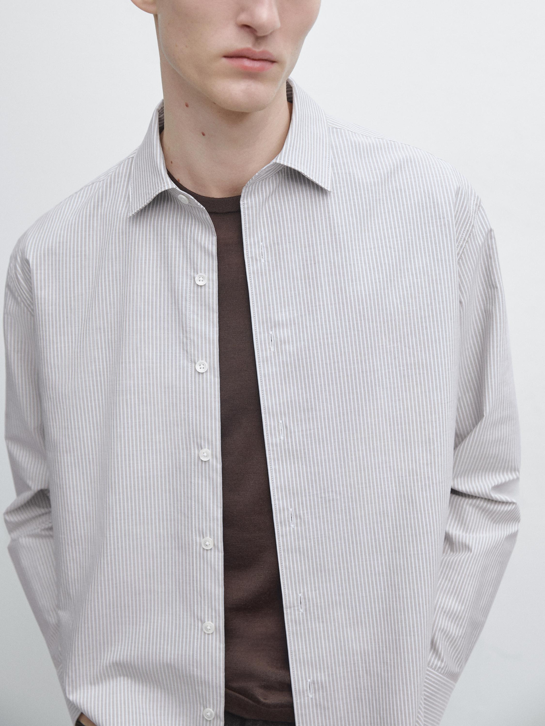 Regular-fit 100% cotton shirt — BROWN