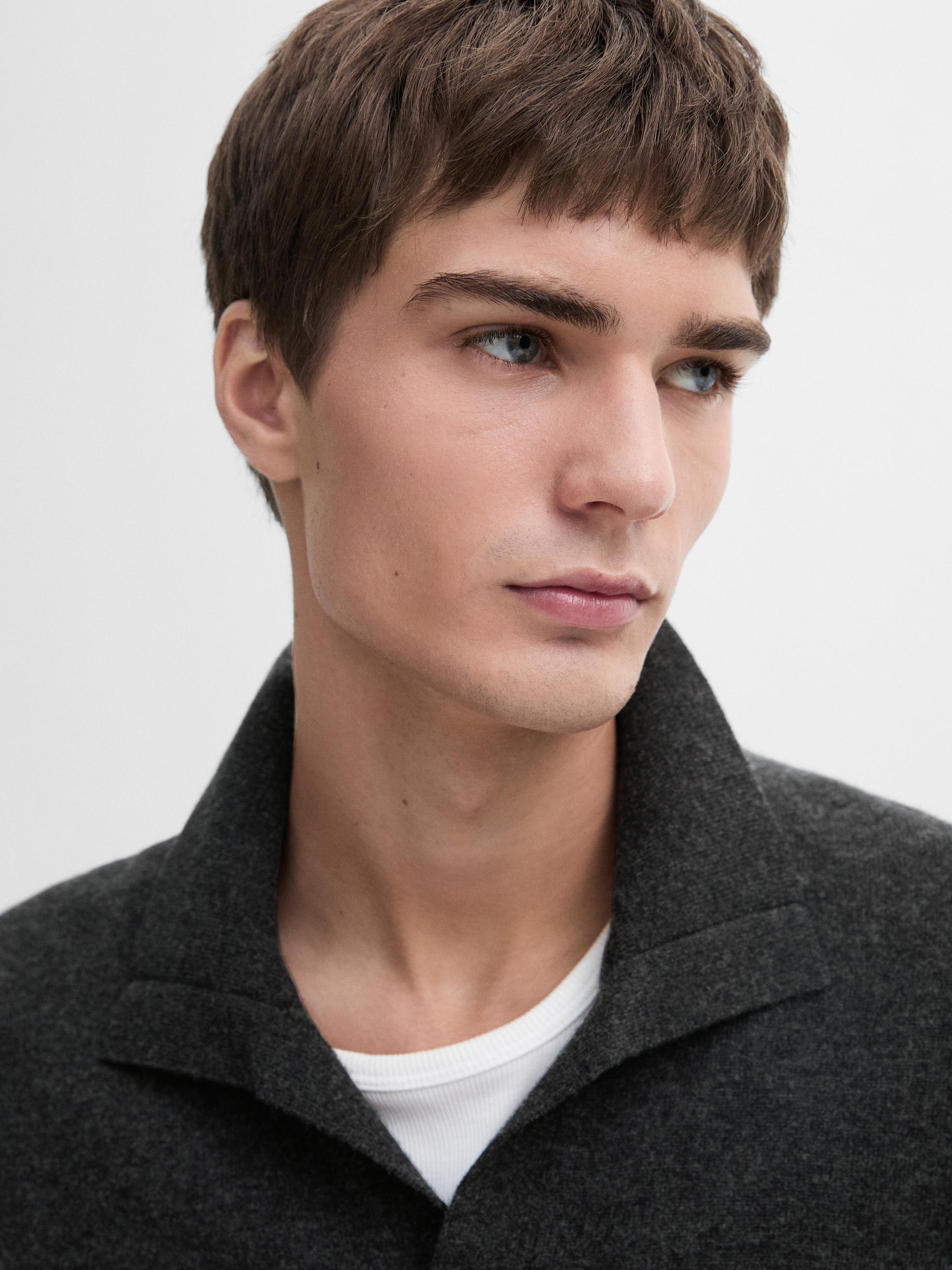 100% wool knit polo sweater