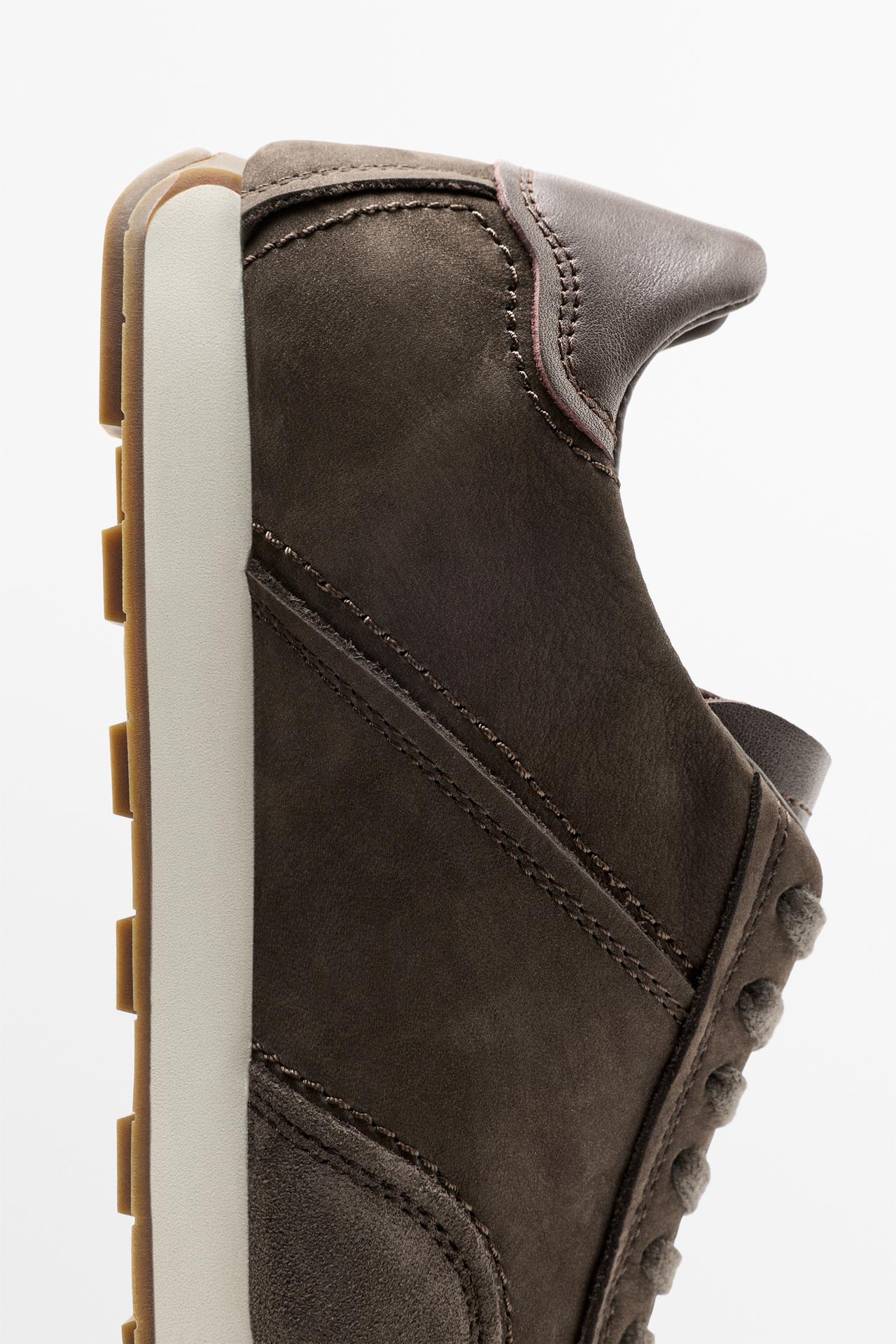 Milled nappa leather sneaker — BROWN