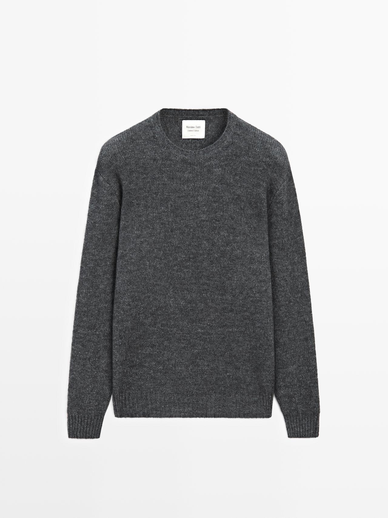 Massimo Dutti - Herre - Strikket Trøje I Alpakablanding – Limited - Kulgrå - M