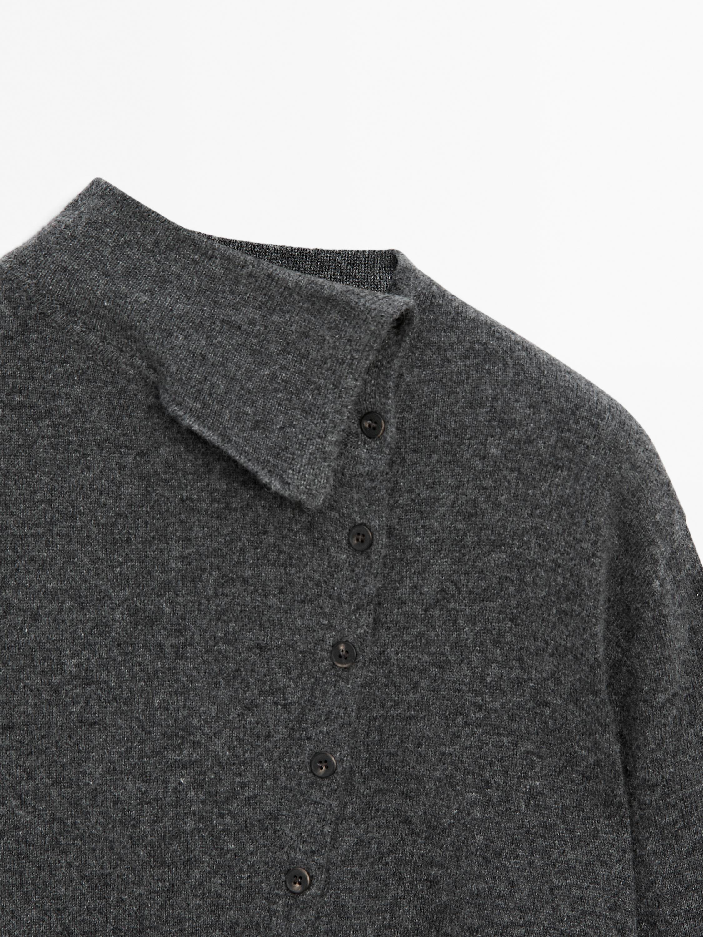 100% cashmere roll neck cardigan