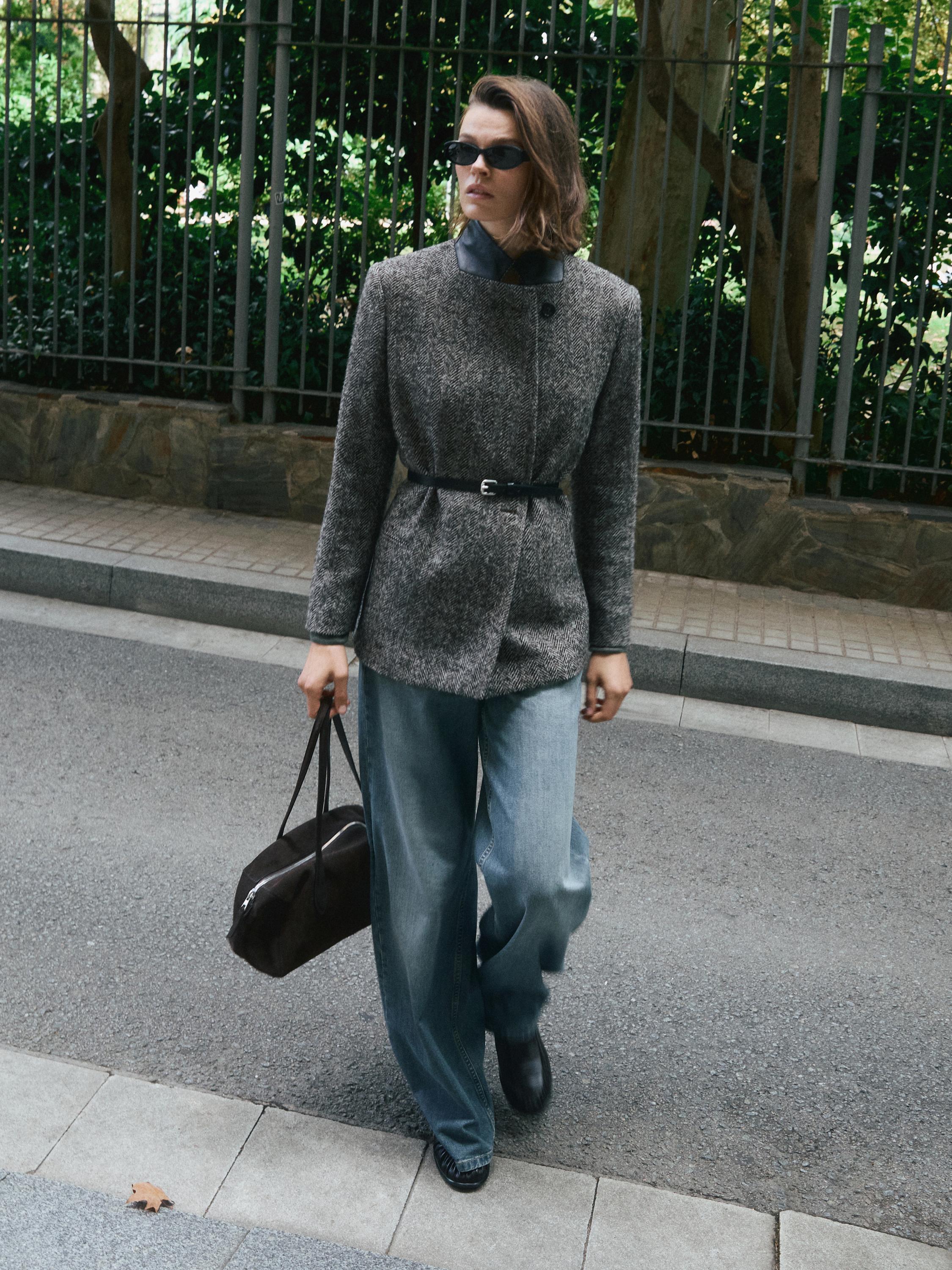 Jeans wide leg tiro alto
