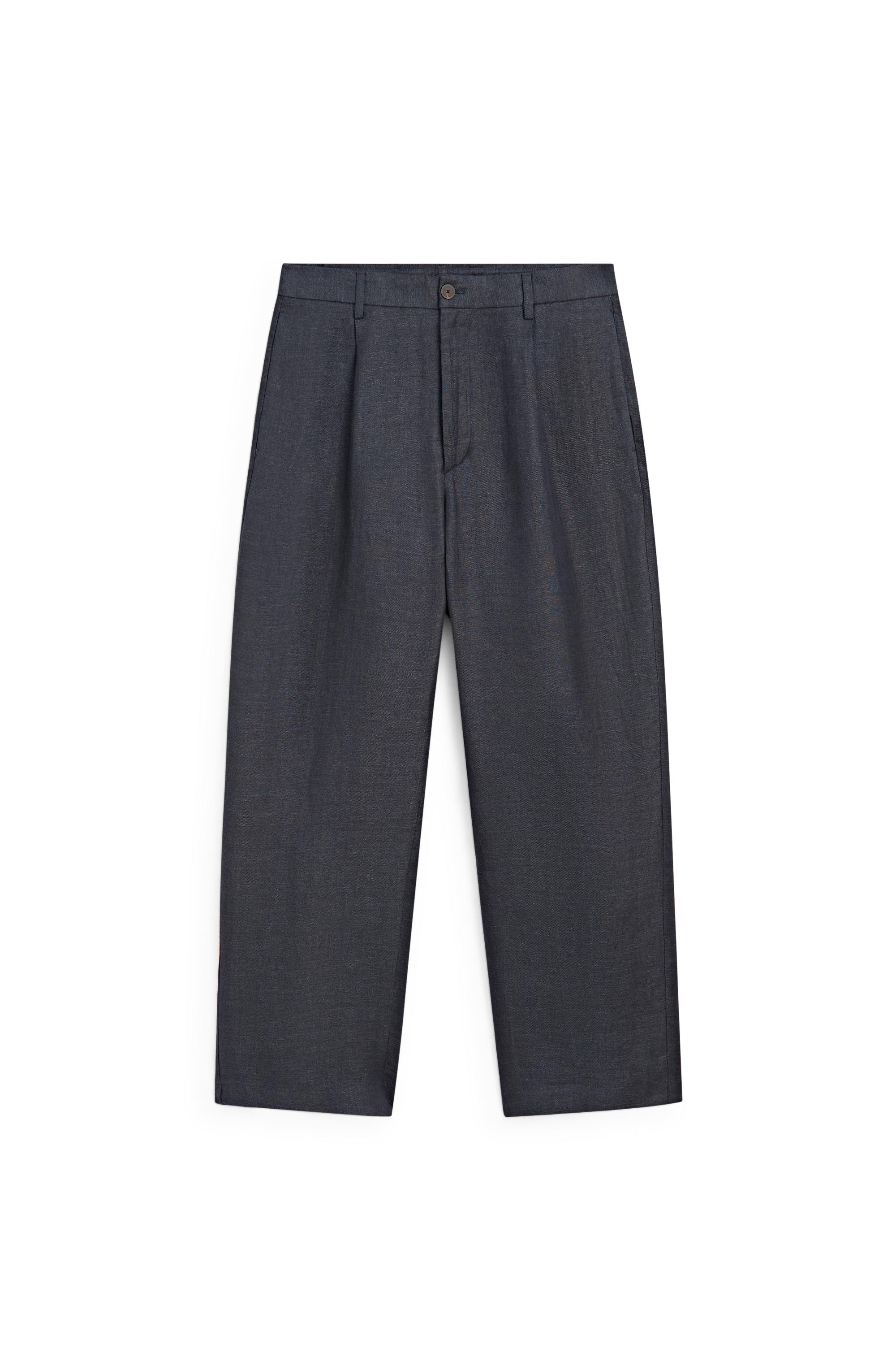 100% linen total look melange trousers — INK BLUE