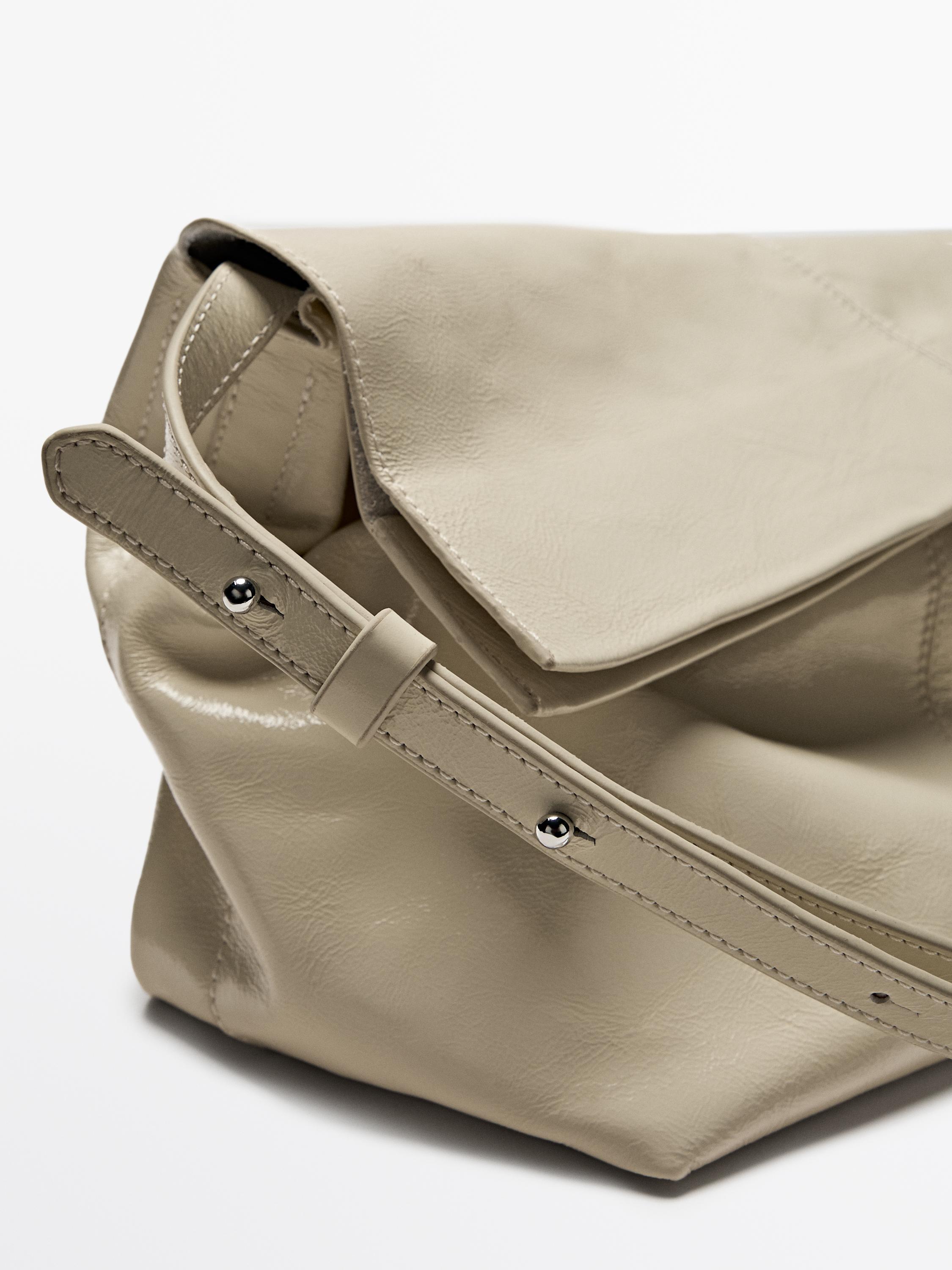 Crackled nappa leather flap bag