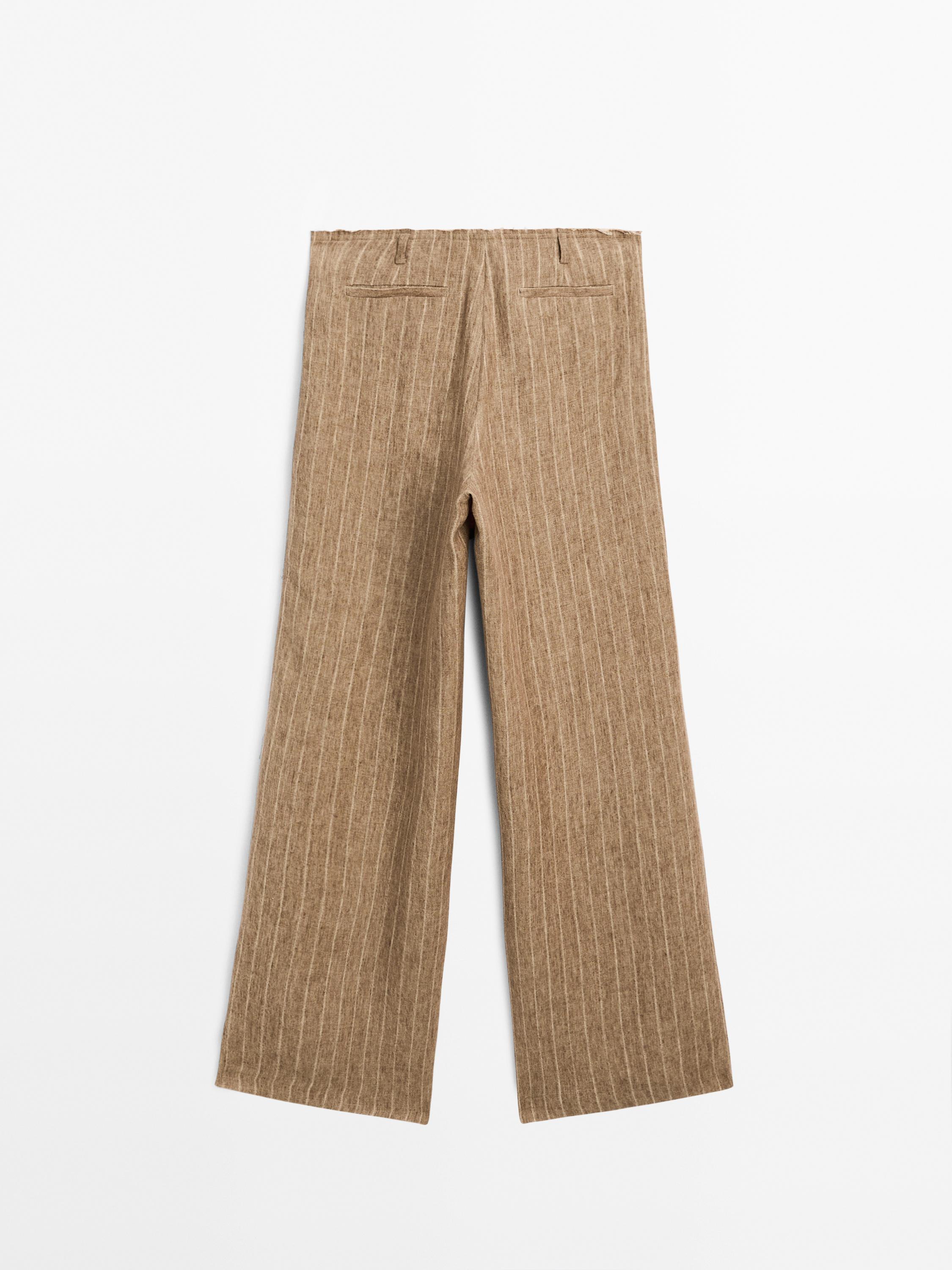 100% linen striped flowing trousers