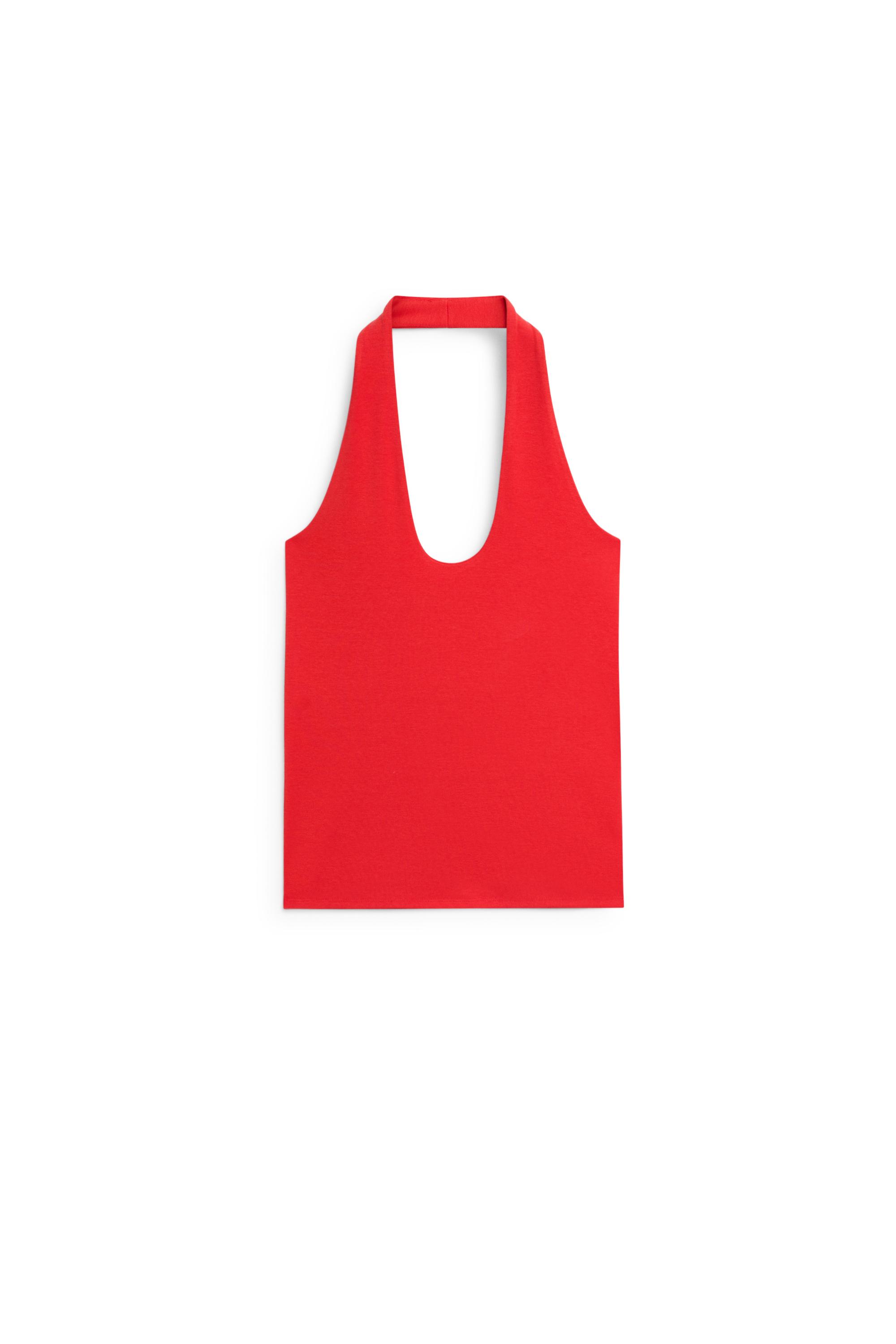 Cotton modal blend halter top — RED