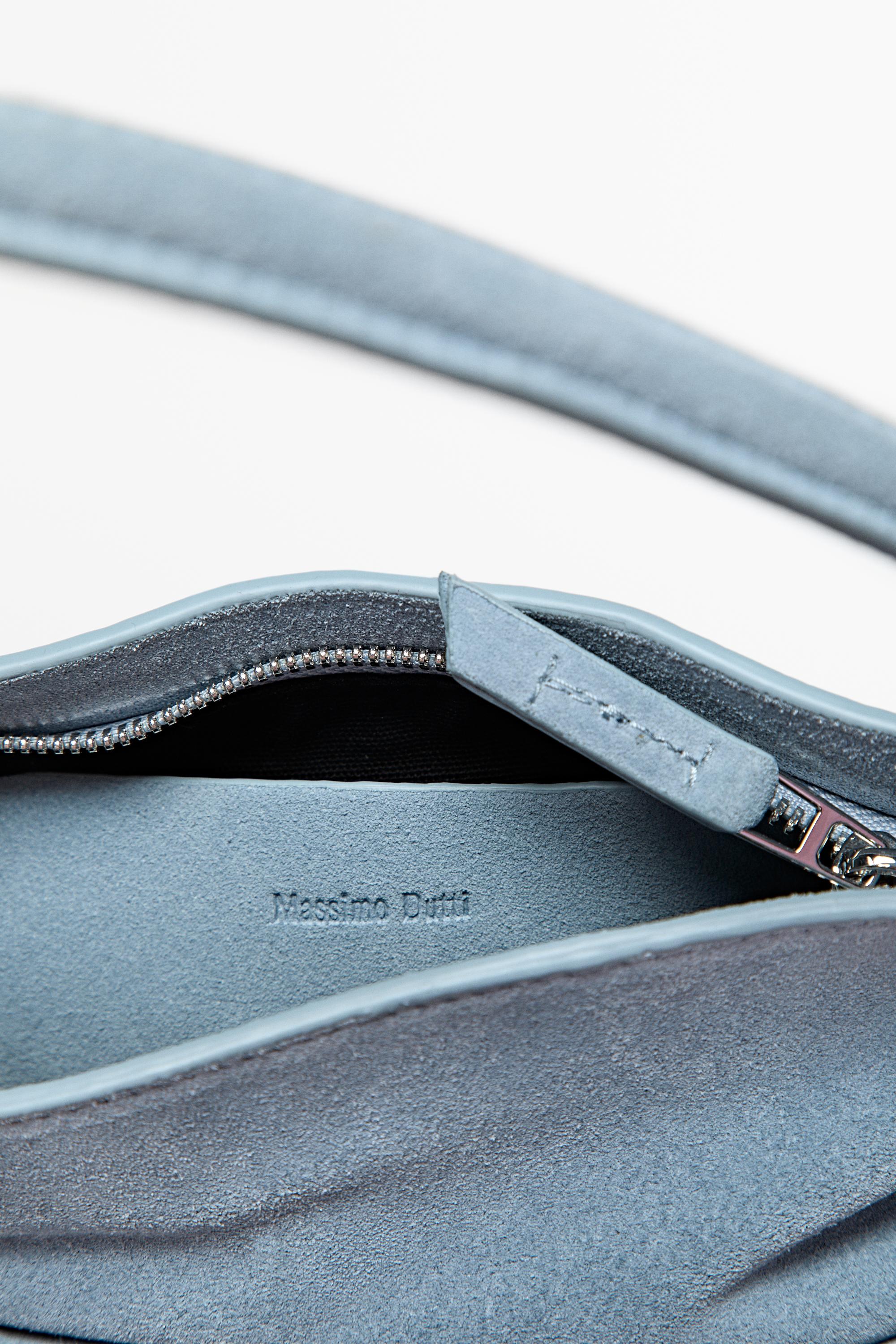 Split suede leather shoulder bag — Light blue