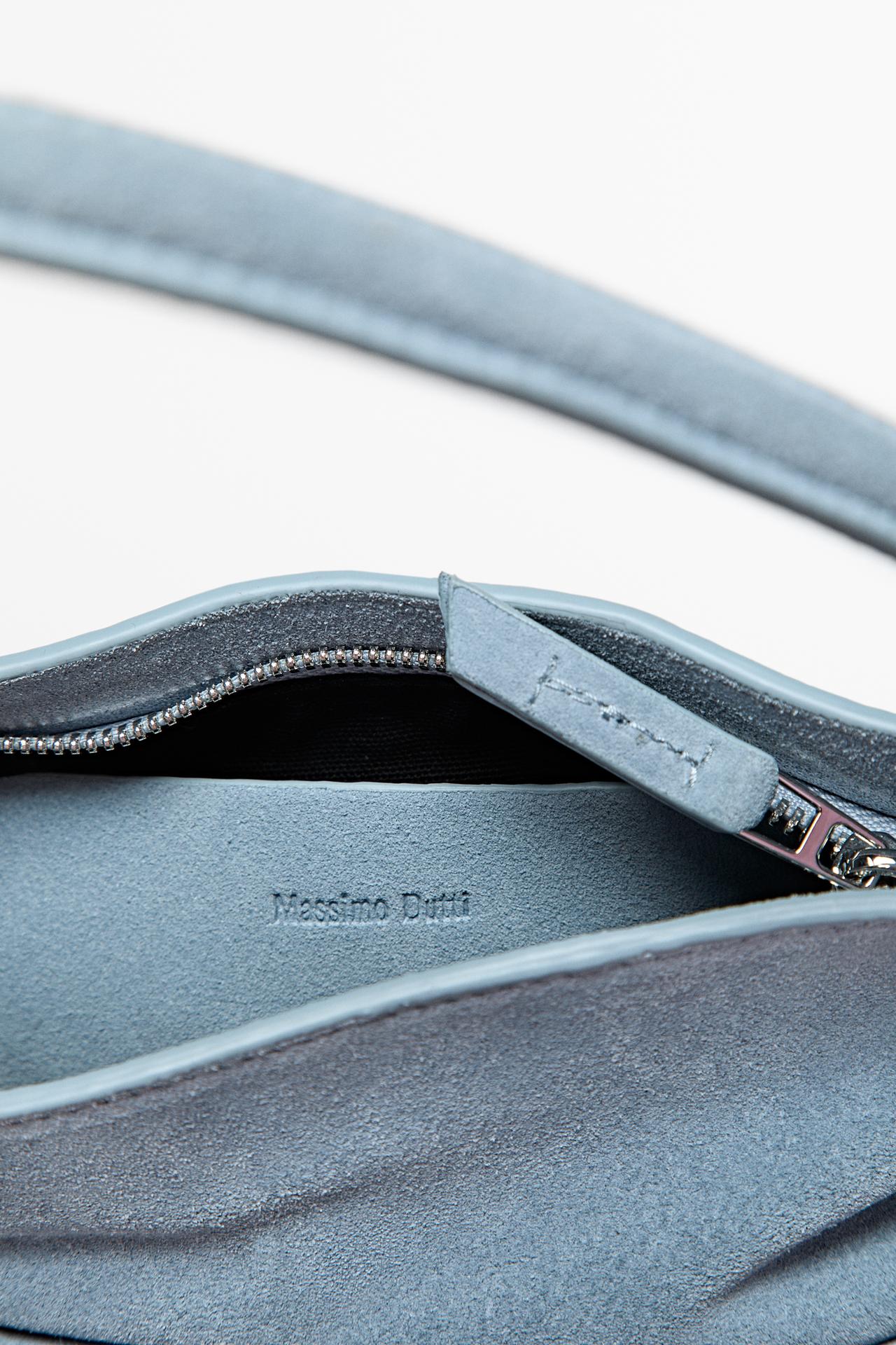 Split suede leather shoulder bag — Light blue