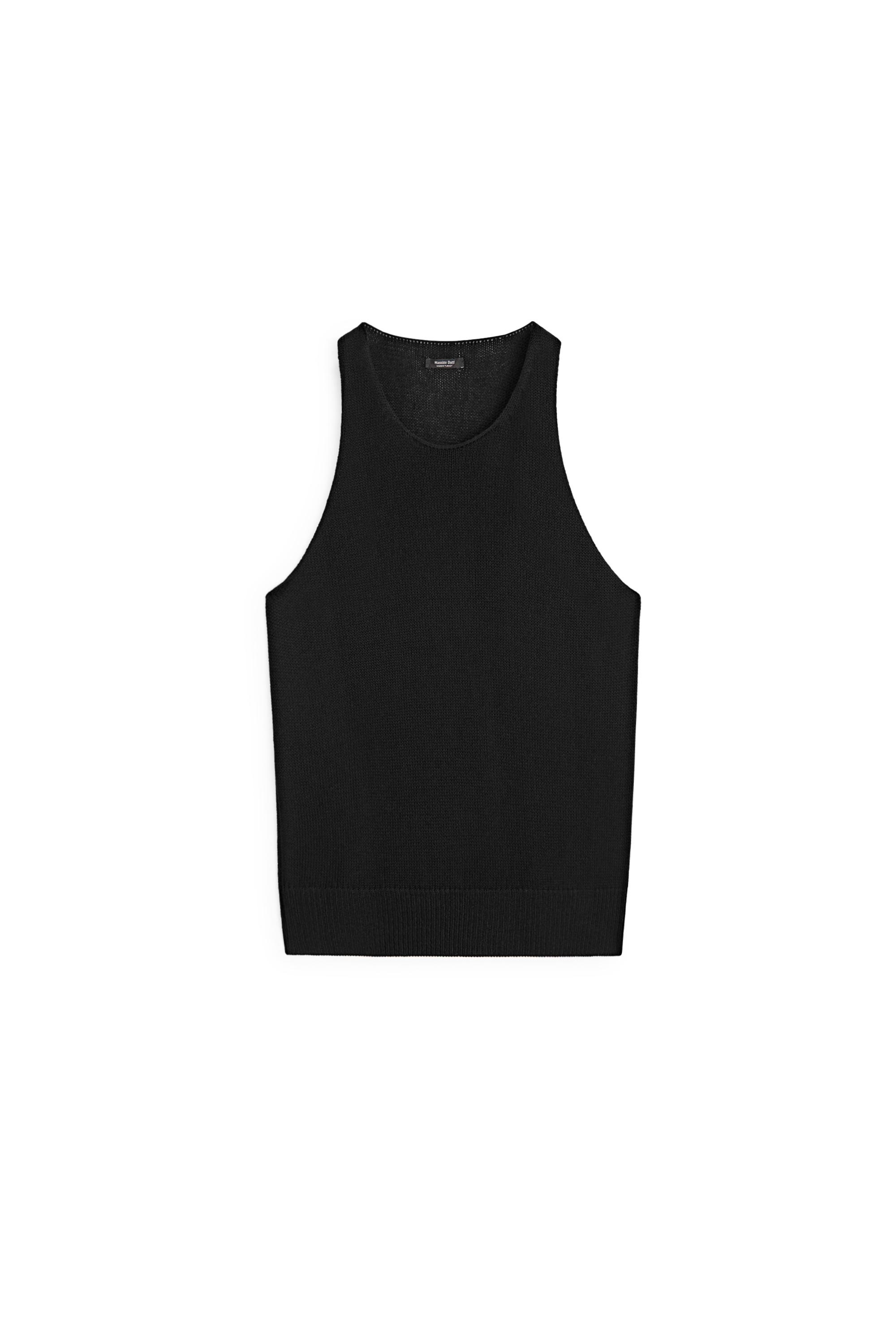 Sleeveless knit halter top — BLACK