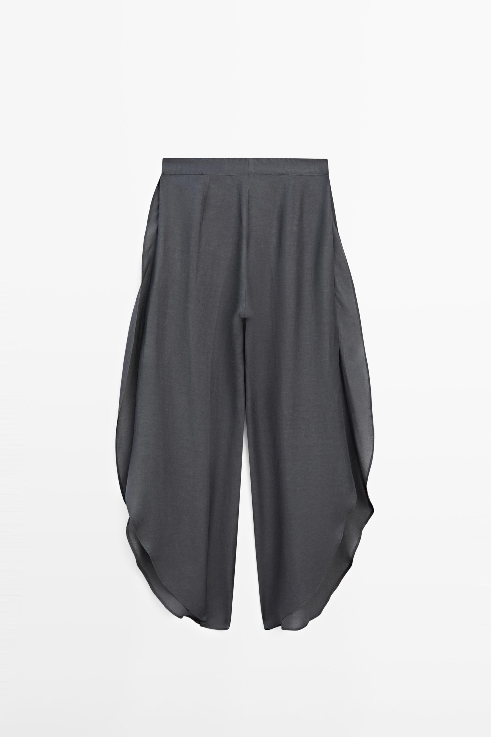 Linen blend trousers with slit details — ANTHRACITE GREY
