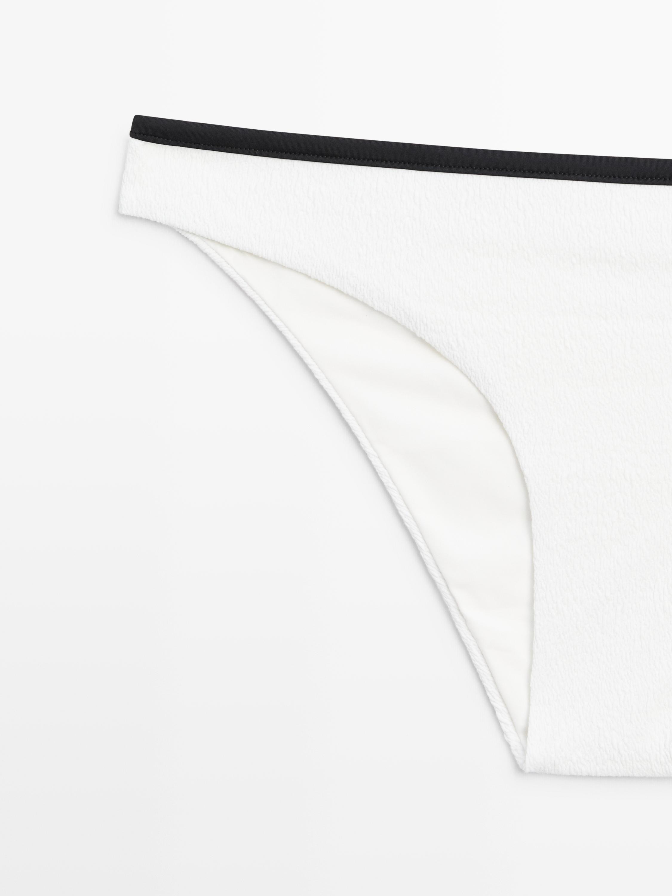Contrast textured bikini bottoms — Off white
