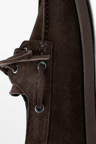 Split leather deck shoes — BROWN 7