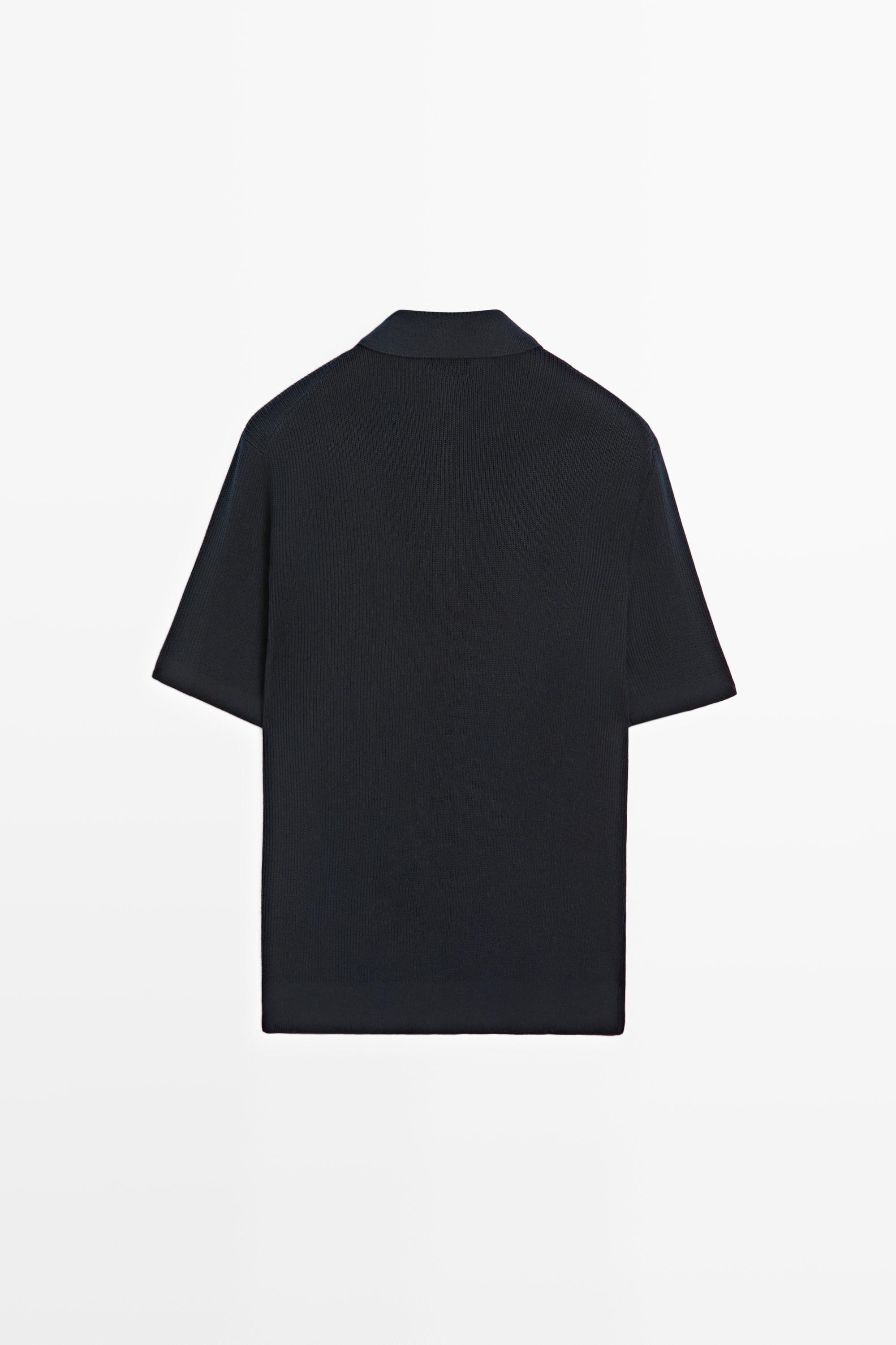 Knit polo sweater with quarter-zip collar — NAVY BLUE