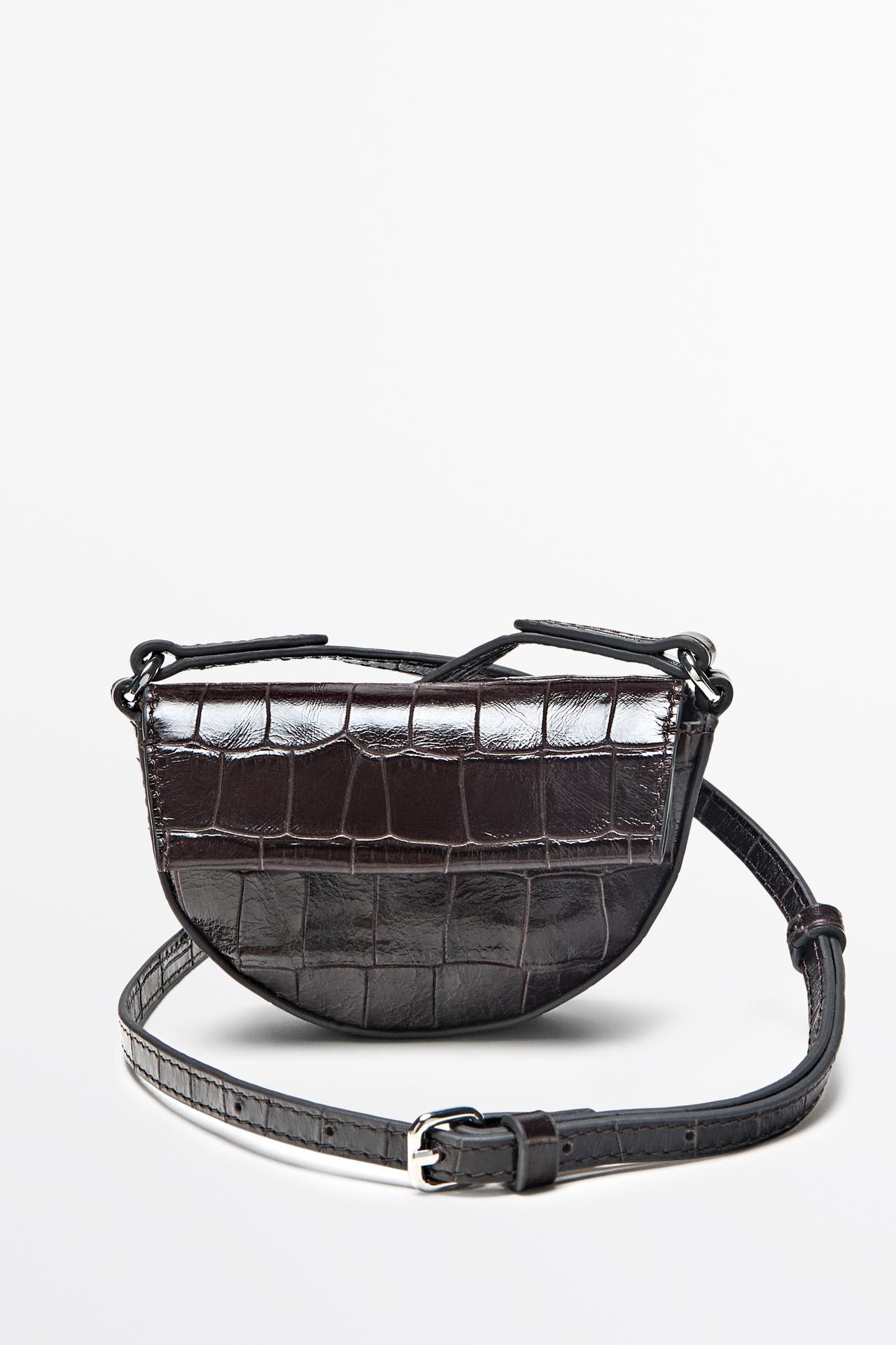 Croco-effect leather mini bag — BROWN