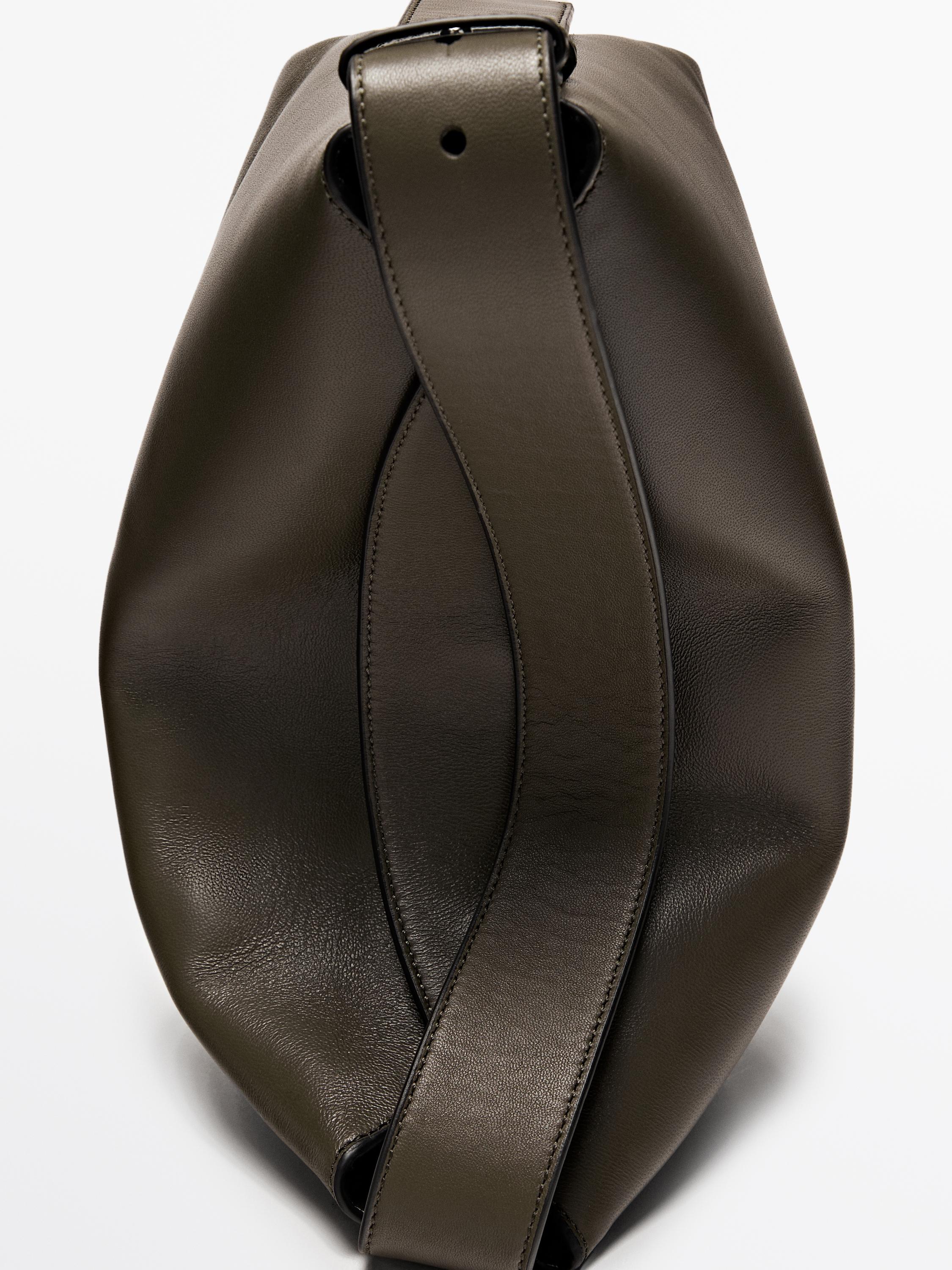 Small nappa leather shoulder bag — KHAKI