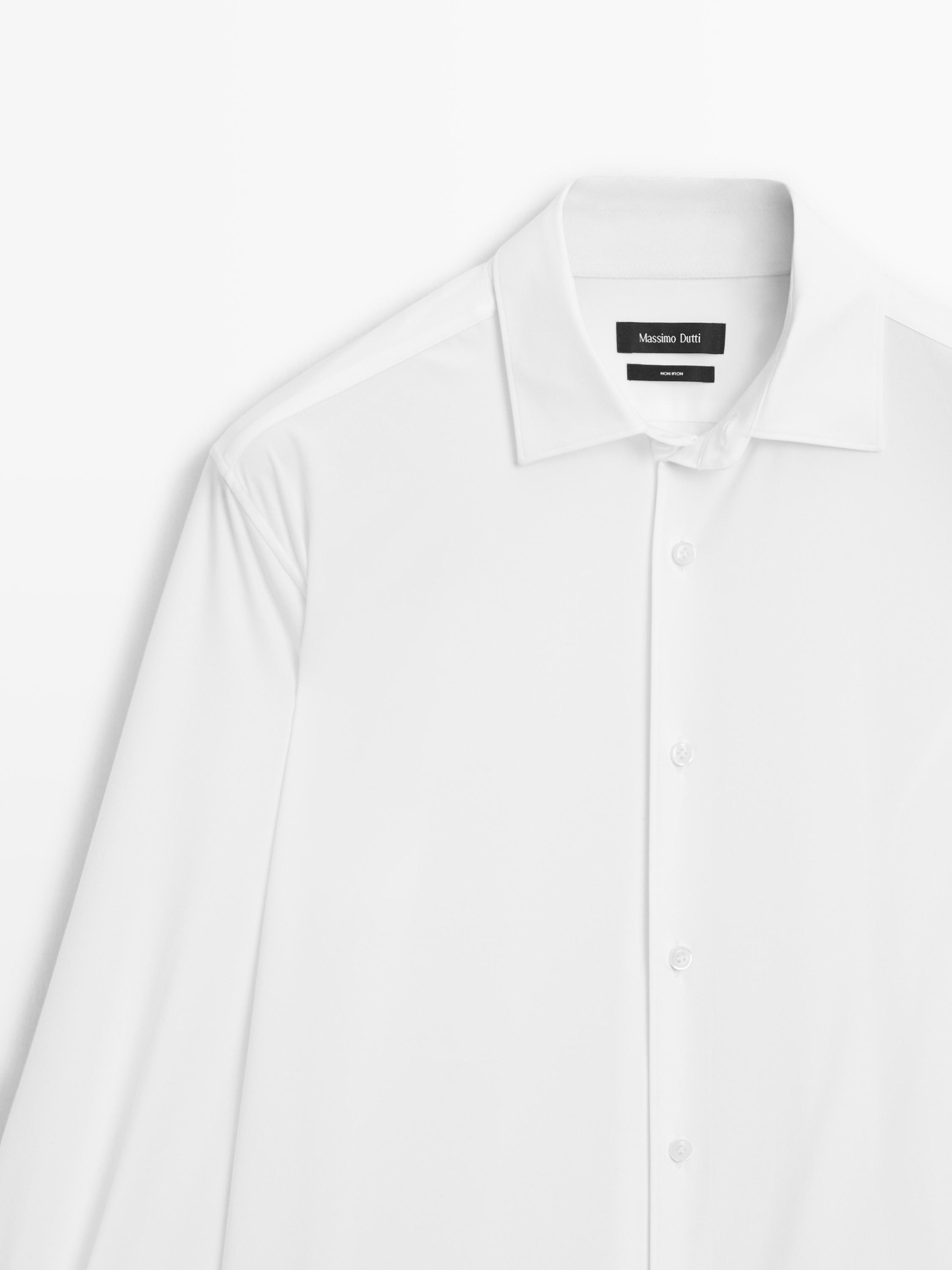 Slim fit stretch shirt White, Navy Blue Shirts | Massimo Dutti Slim fit stretch shirt White, Navy Blue Shirts | Massimo Dutti