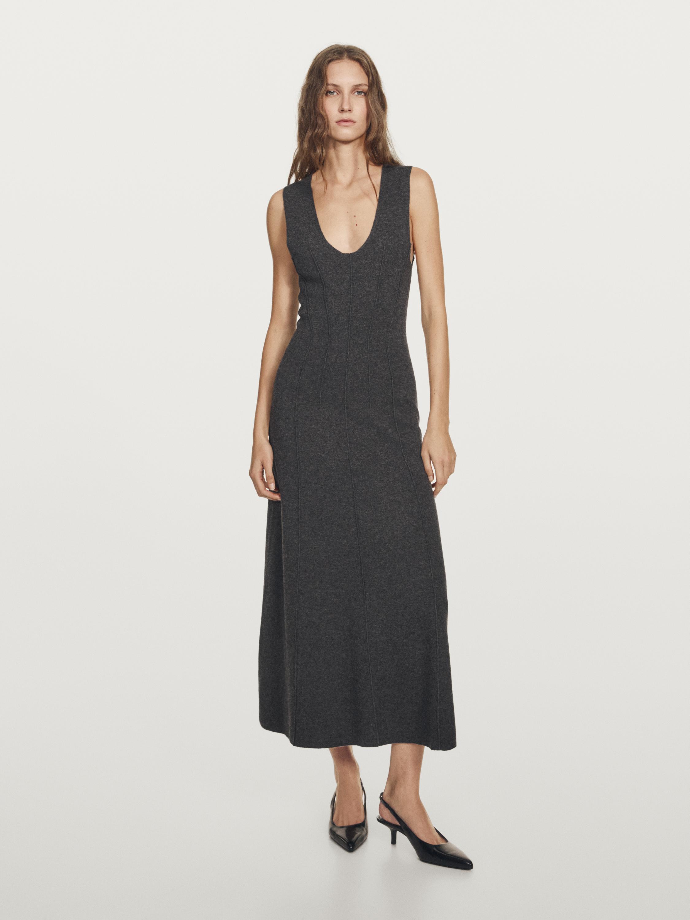 Long A-line knit dress