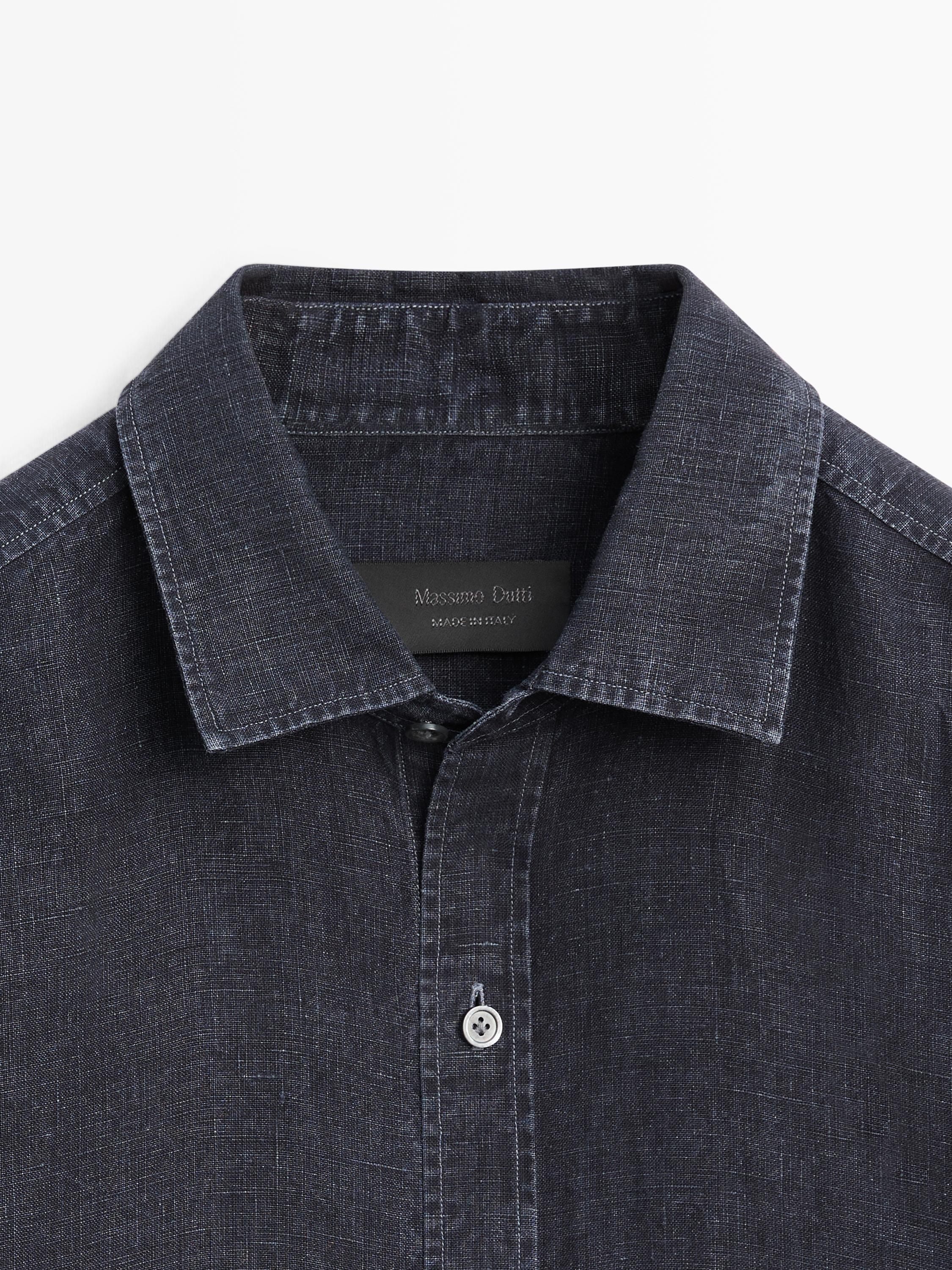 100% linen regular fit shirt — INDIGO