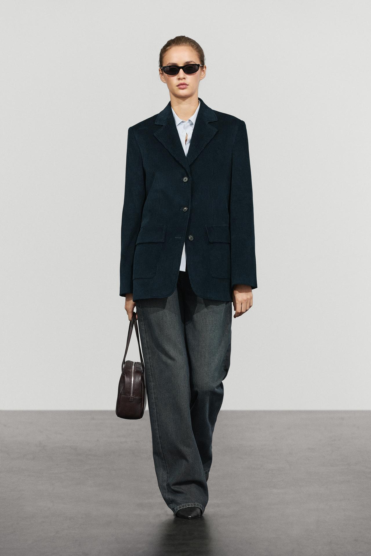 100% cotton corduroy blazer — Dark Blue