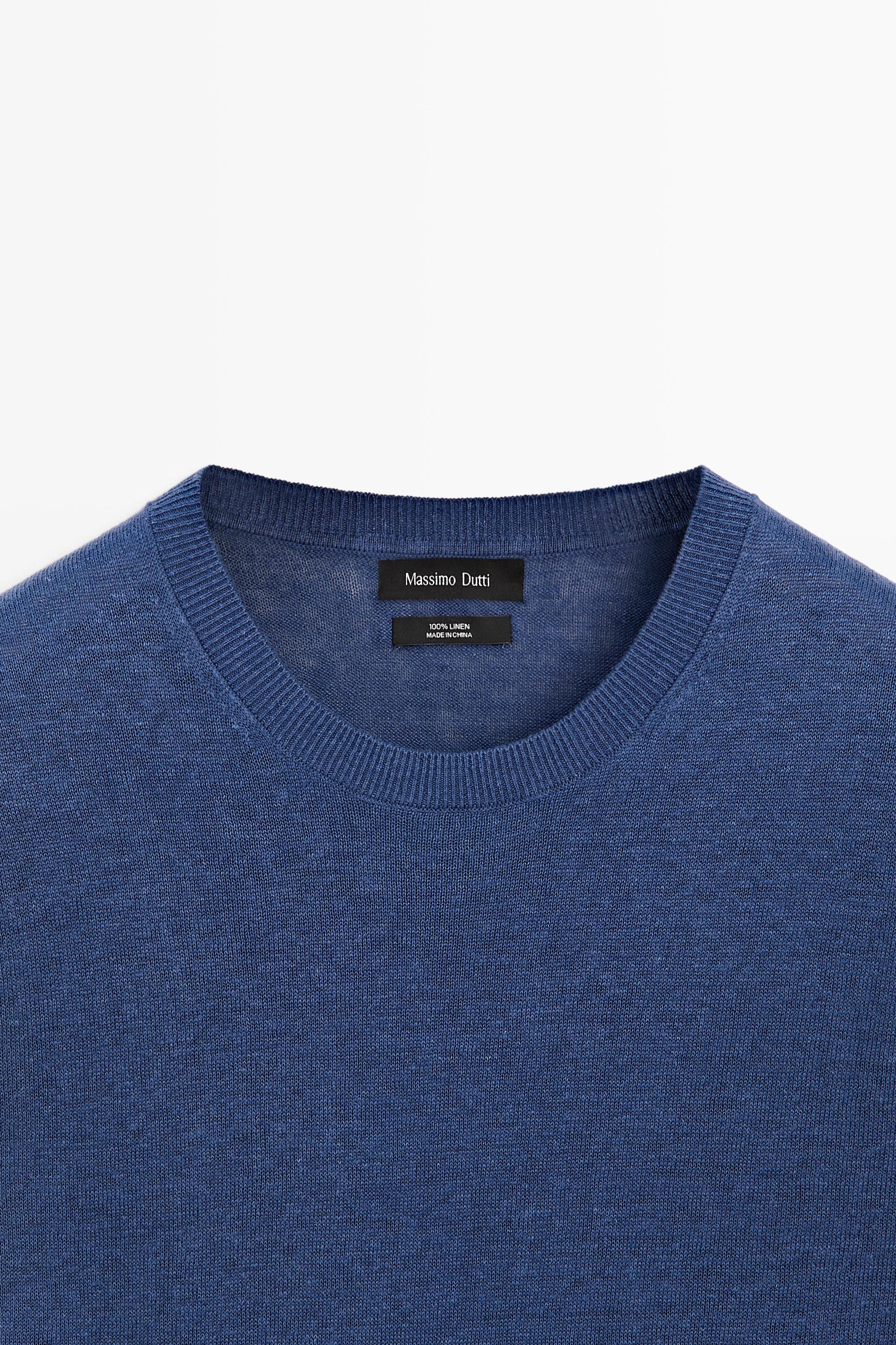 Lightweight 100% linen knit T-shirt — BLUISH