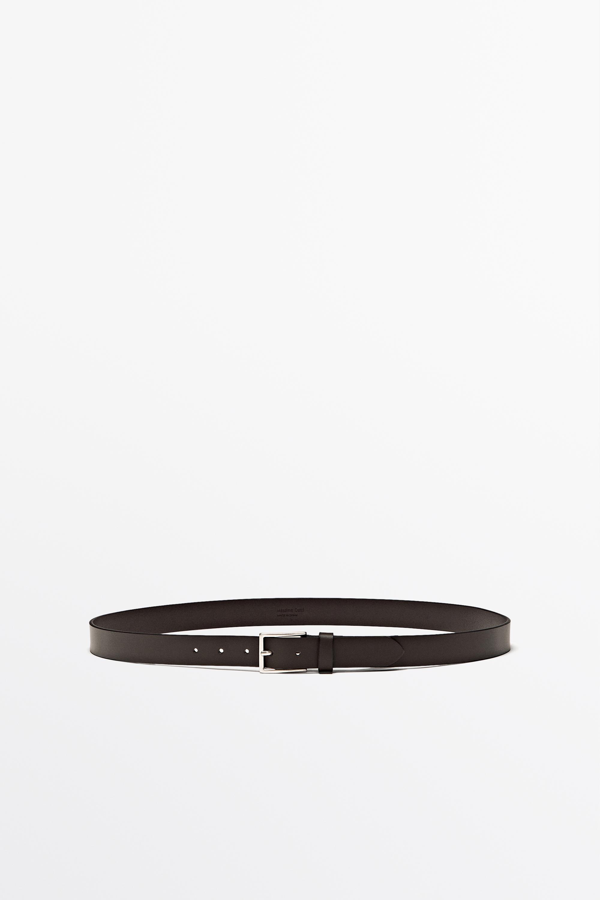 Nappa leather belt with rectangular buckle