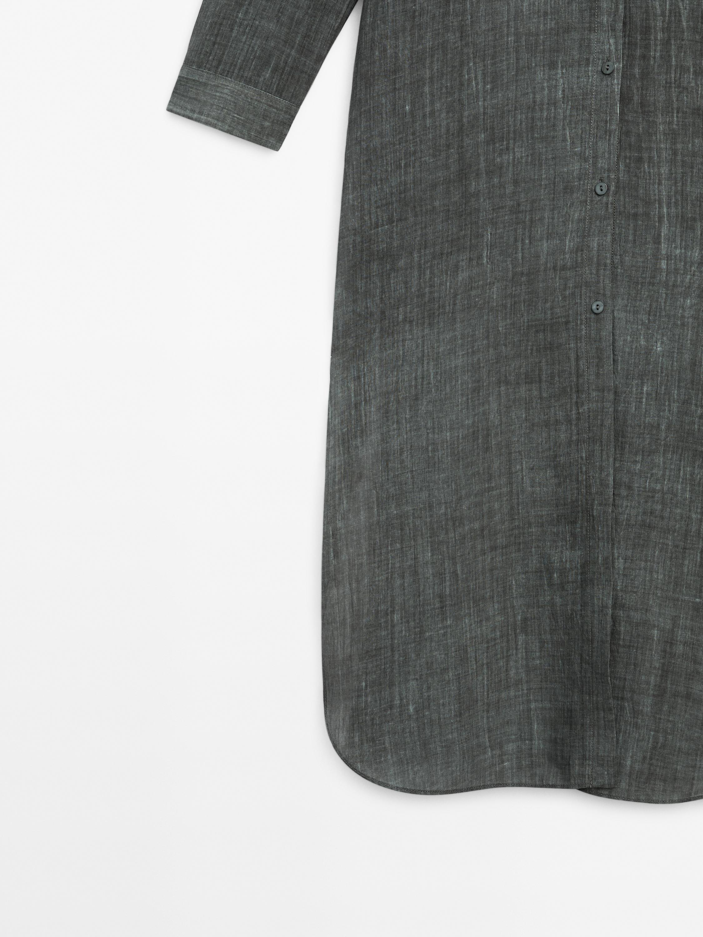 Semi-sheer ramie blend oversize blouse