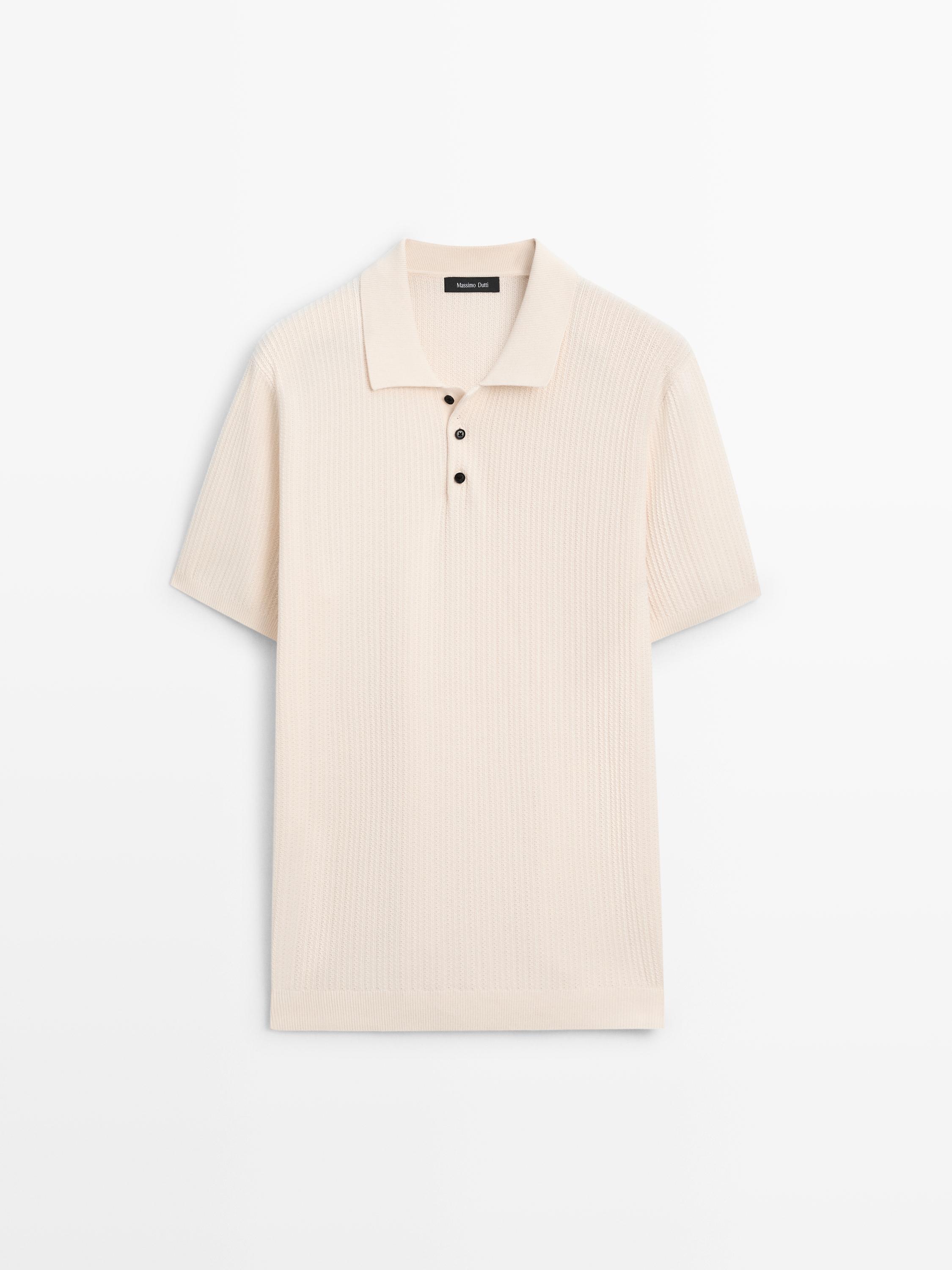 Short sleeve cotton knit polo shirt