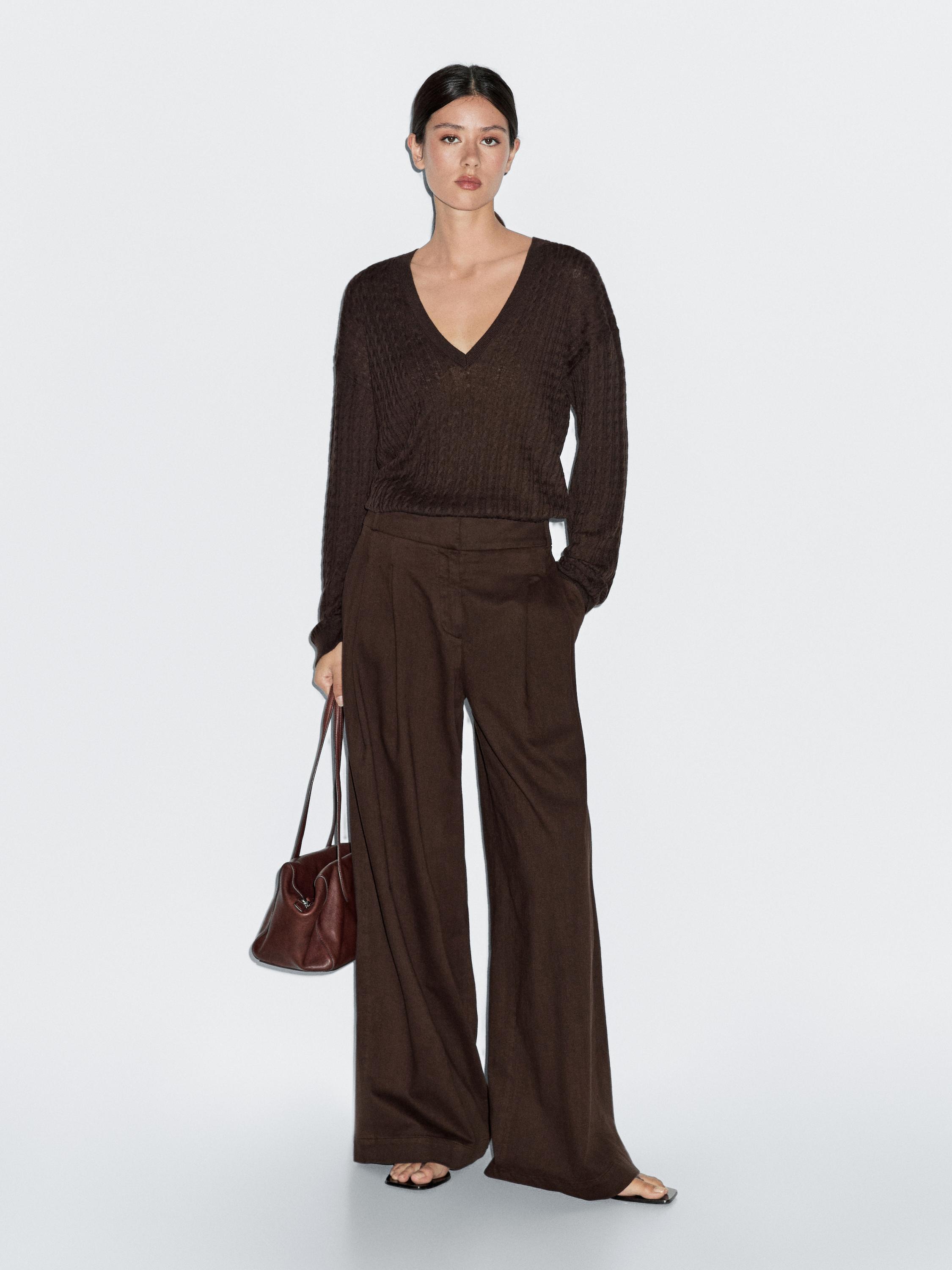 High-waist wide-leg trousers