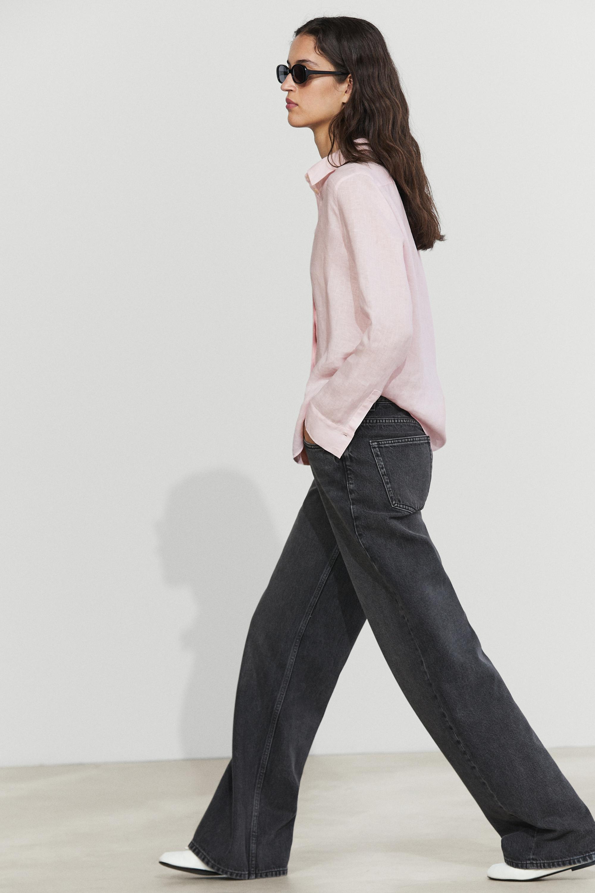 Flowing 100% linen shirt — PINK