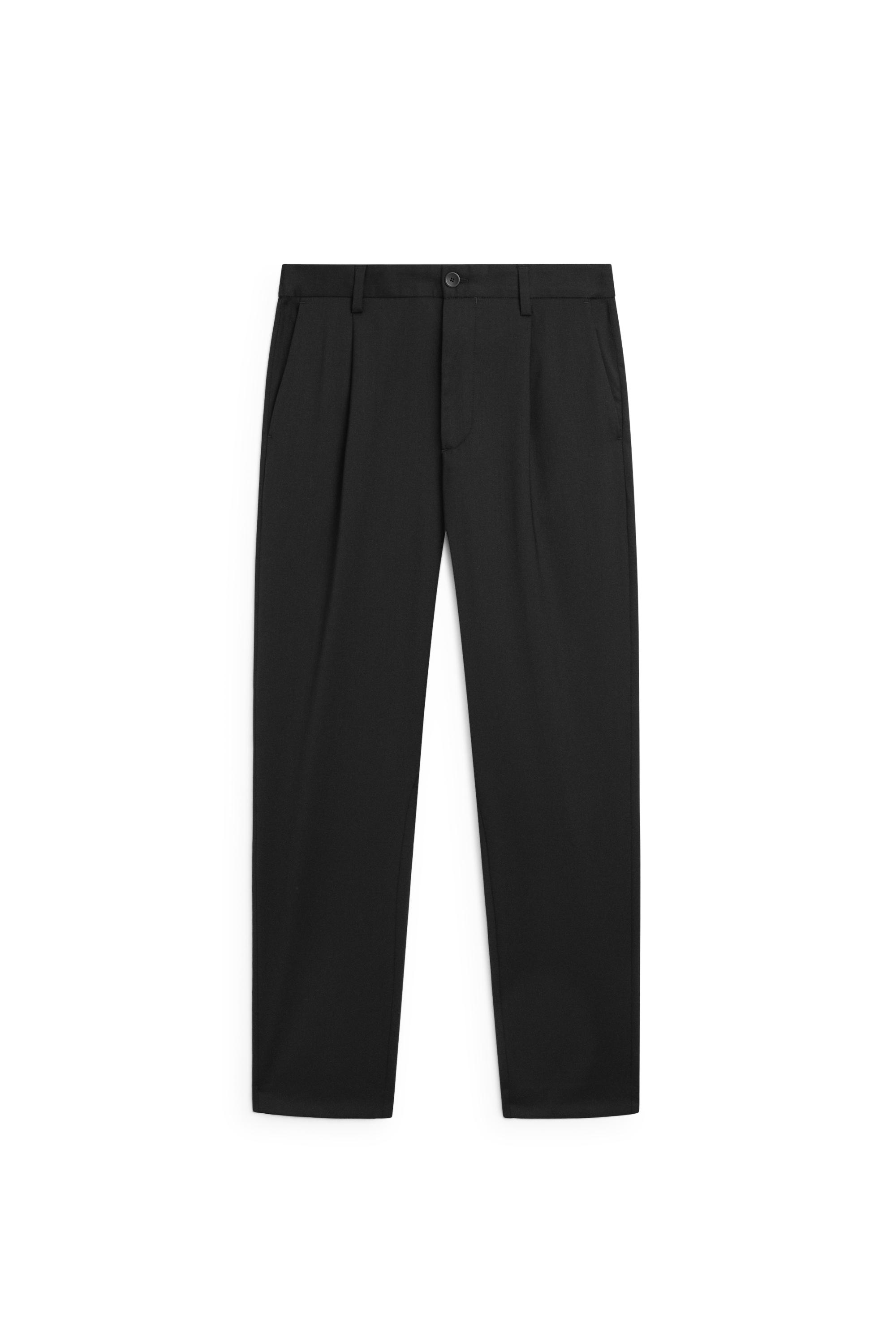 Wool blend cool wool darted pants — BLACK