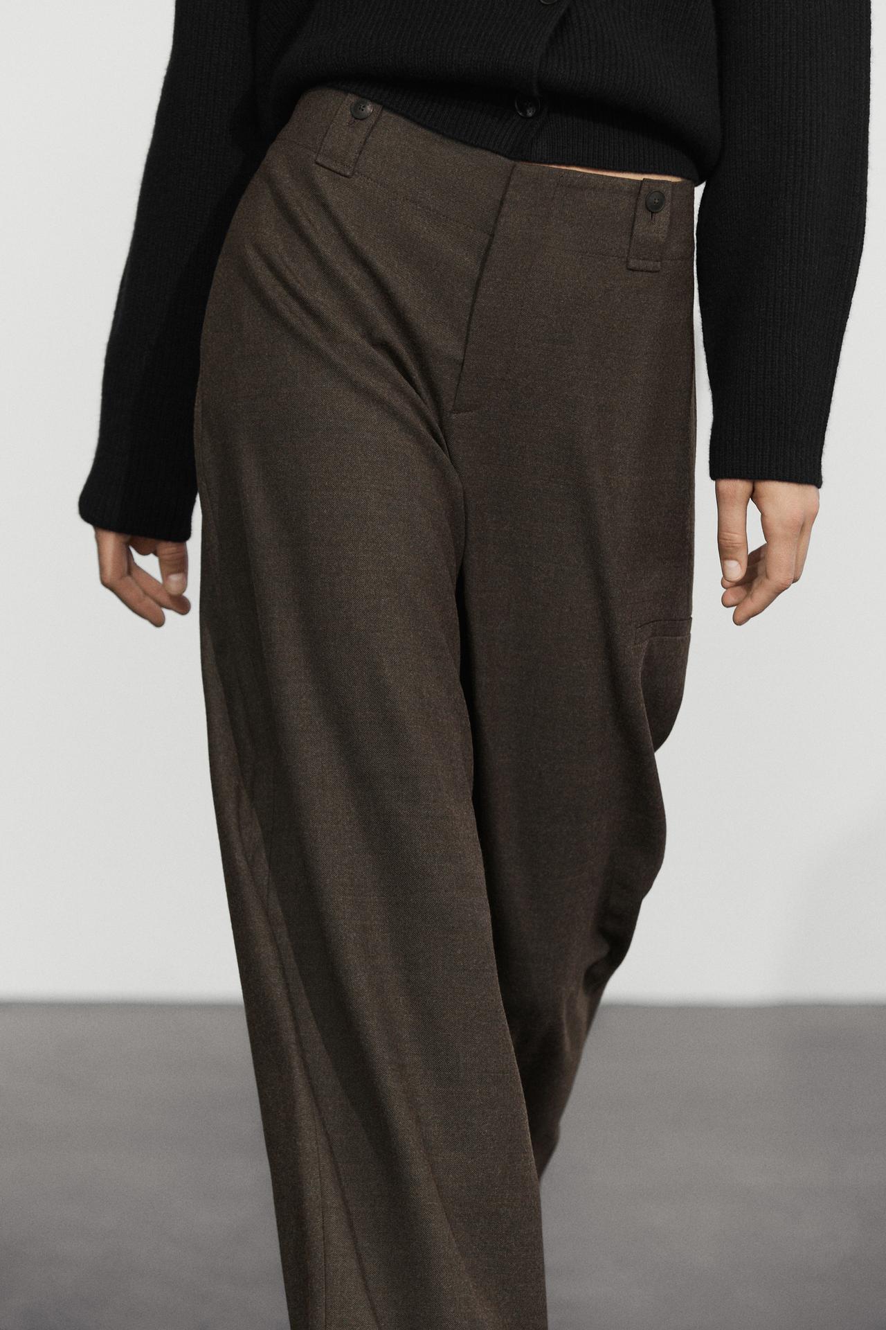 Suede flannel cargo pants — MOLE BROWN